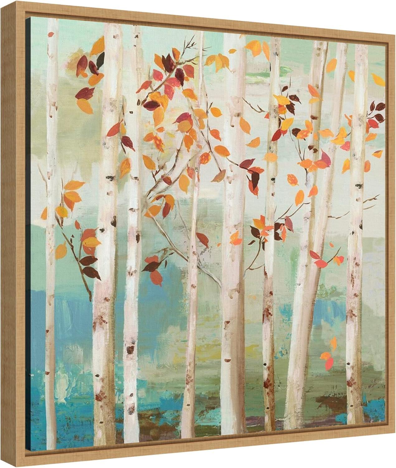 Amanti Art Fall Birch Trees by Allison Pearce Canvas Wall Art Print Framed 16 x 16-in.