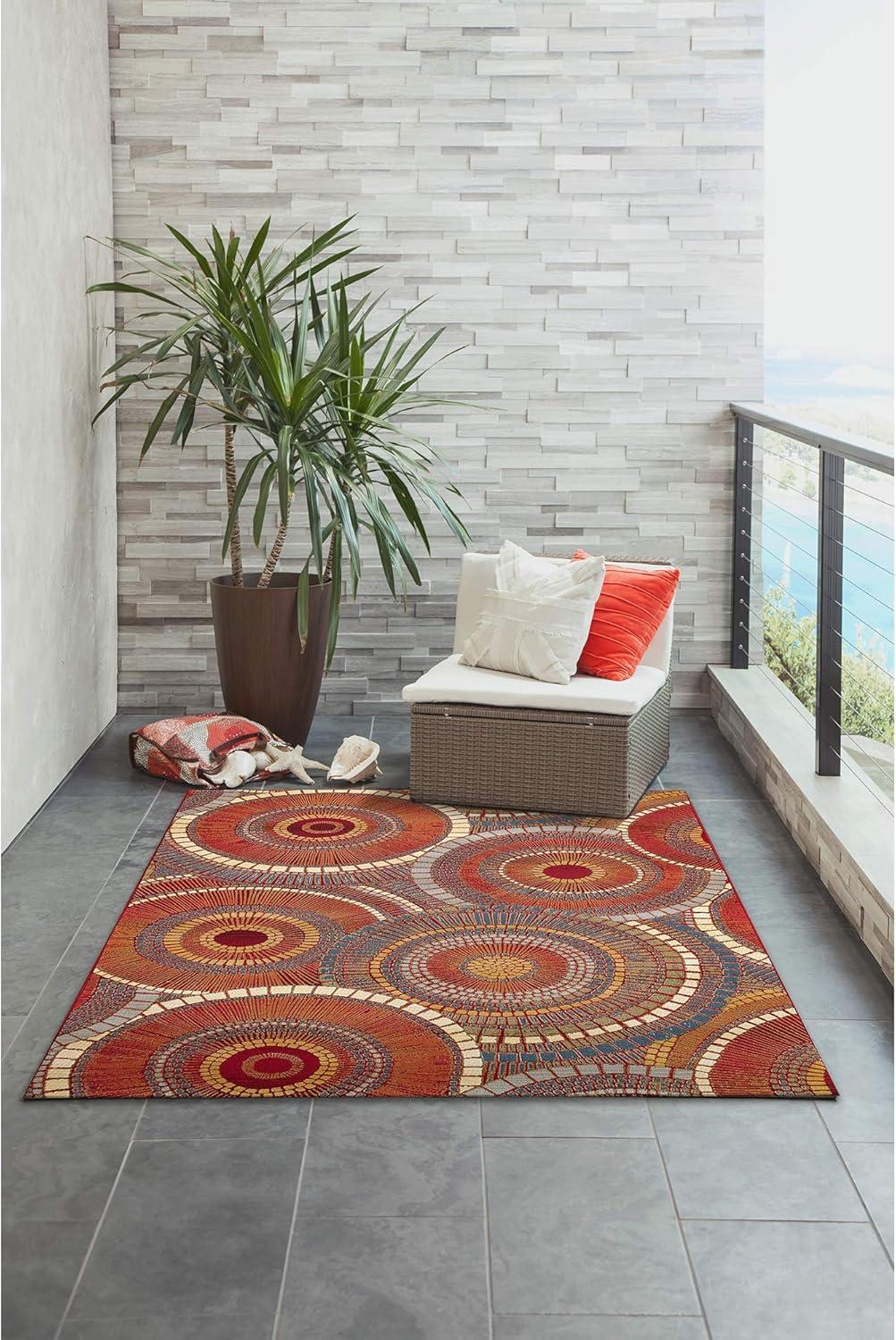 Liora Manne Marina Circles Indoor/Outdoor Rug Saffron 3'3" x 4'11"