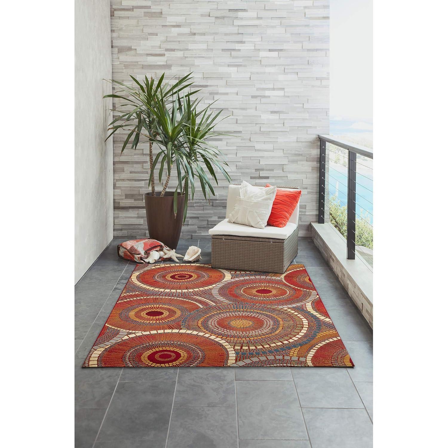 Liora Manne Marina Circles Indoor/Outdoor Rug Saffron 3'3" x 4'11"