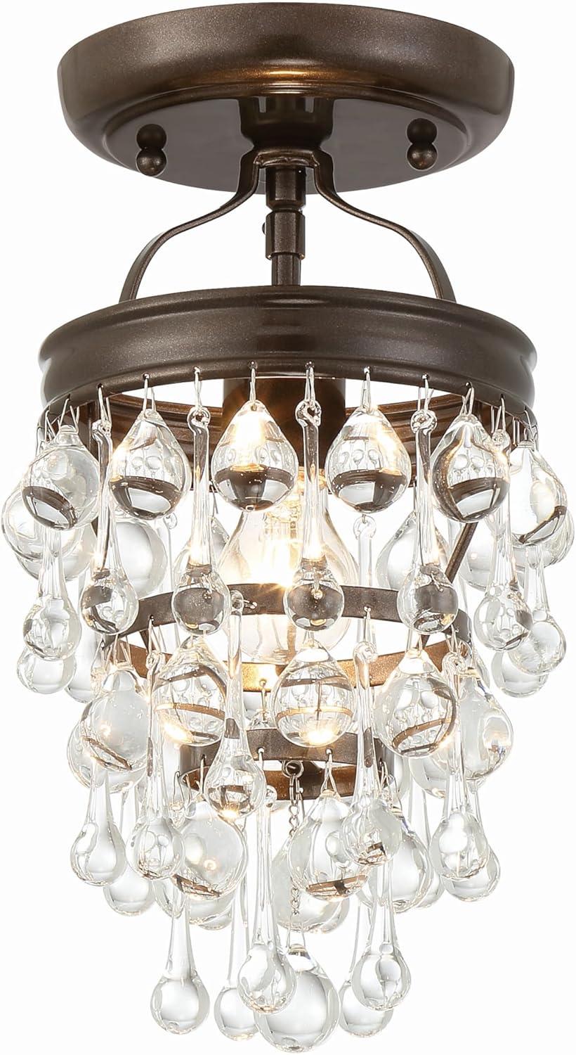 Crystorama Calypso 7 1/2"W Vibrant Bronze and Crystal Mini Chandelier