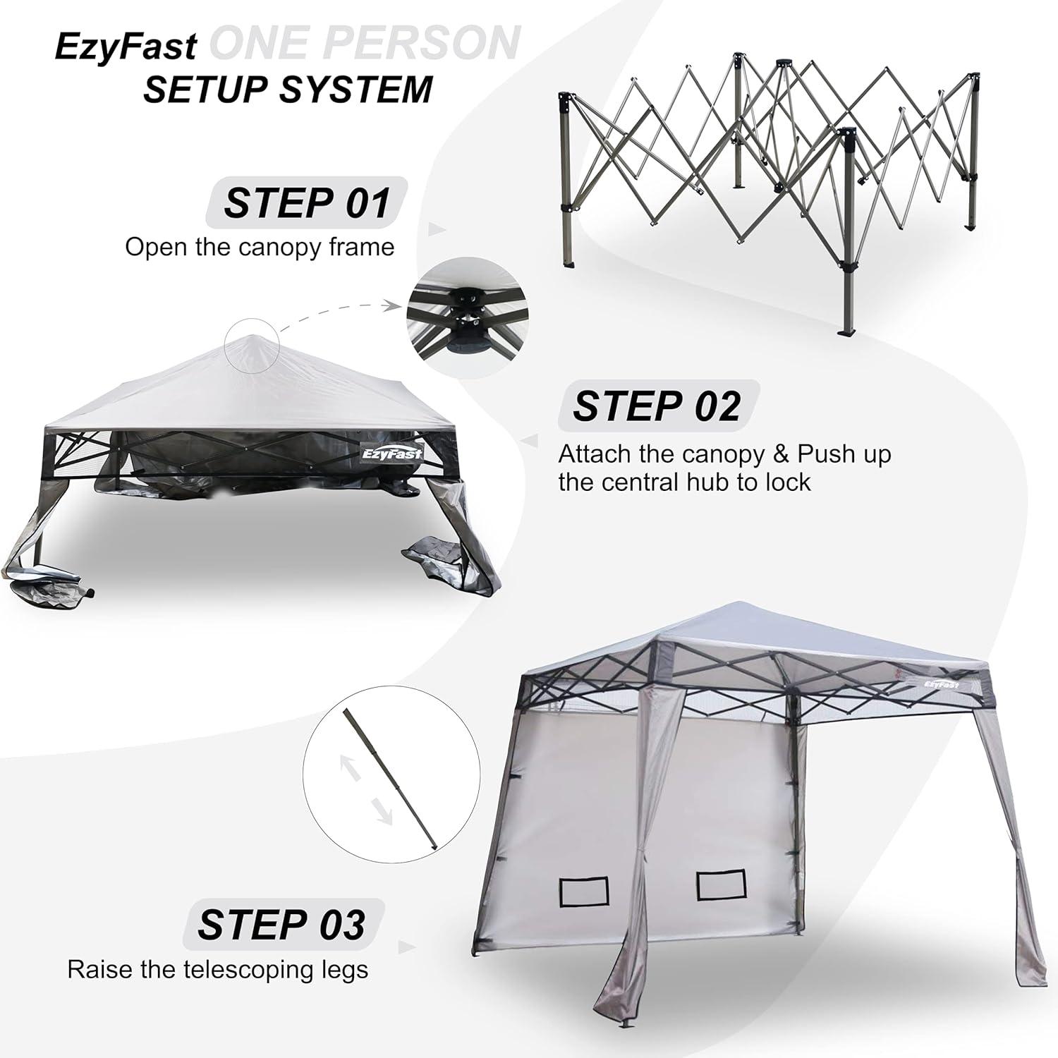 Khaki Compact Pop-Up Canopy Tent with Weight Bags, 8x8 ft