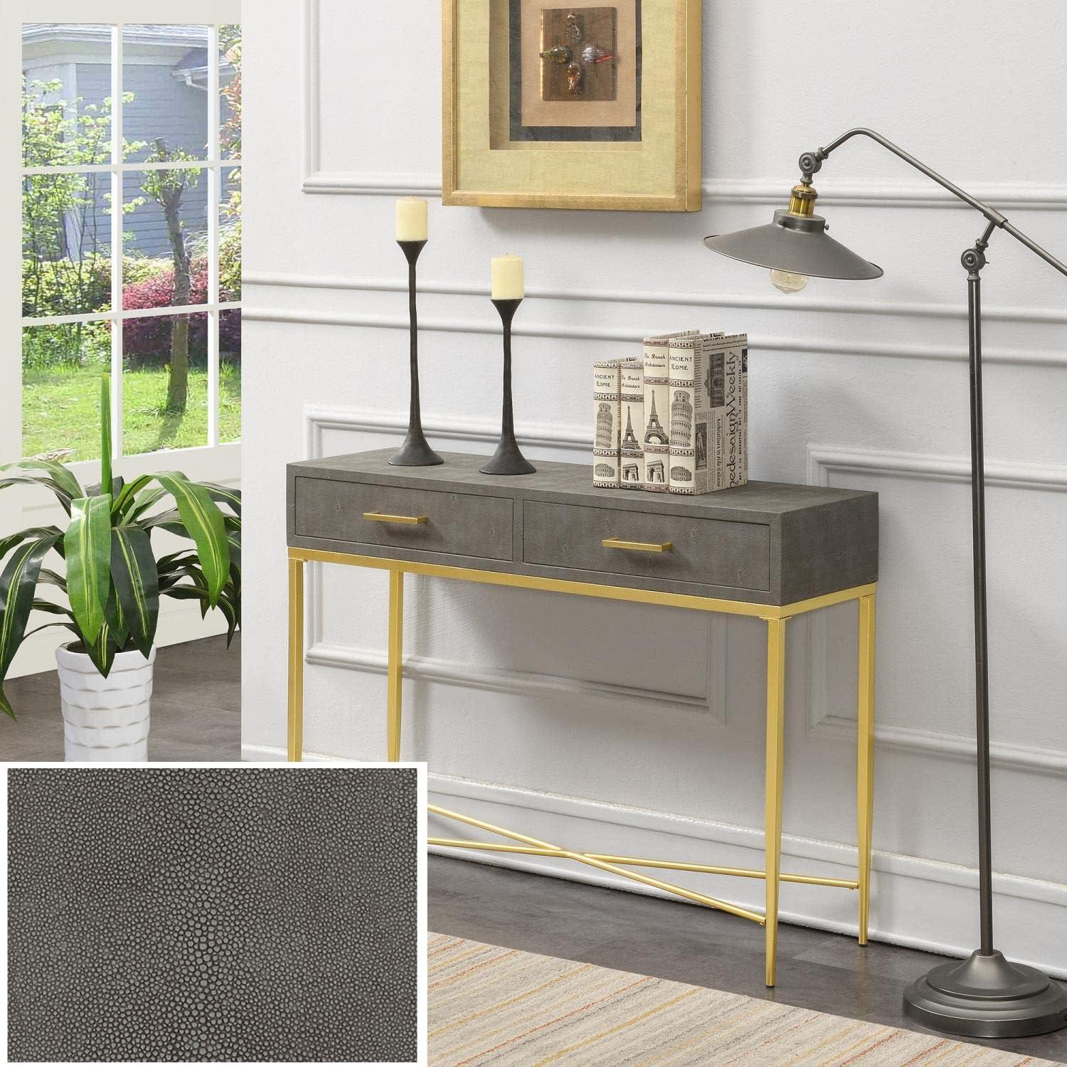 Ashley Gray & Gold 42" Modern Console Table with Storage