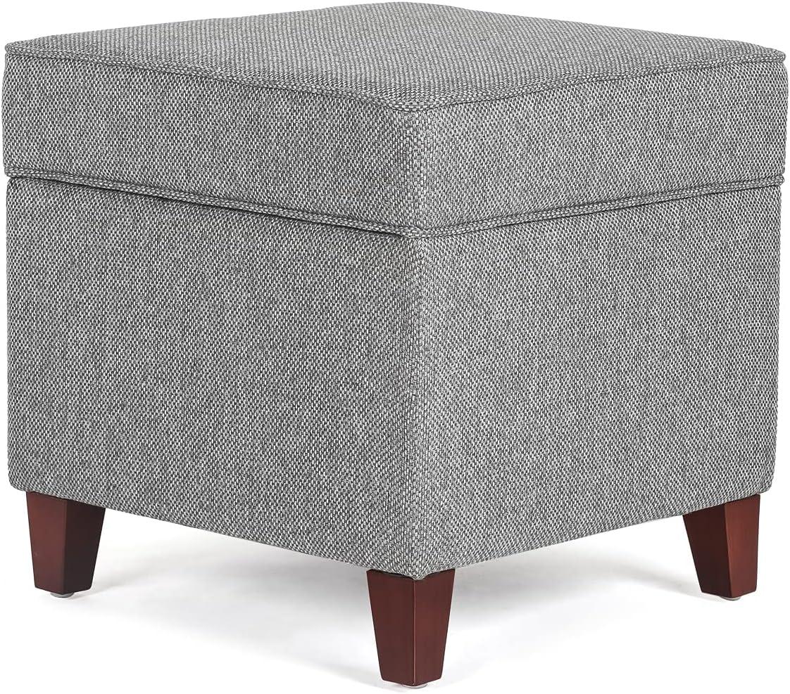 Homebeez Upholstered Tufted Storage Ottoman Footstool,Storage Cube Seat Foot Rest Stool,Gray