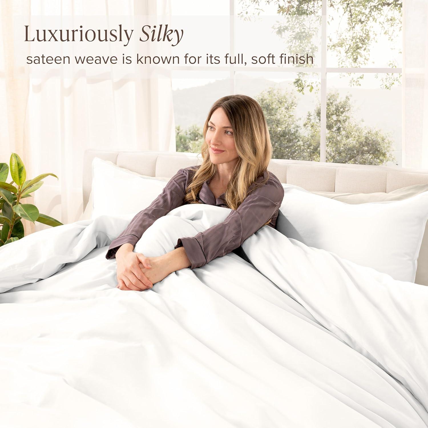 Bare Home 400 Thread Count Organic Cotton Sateen Duvet Cover Set