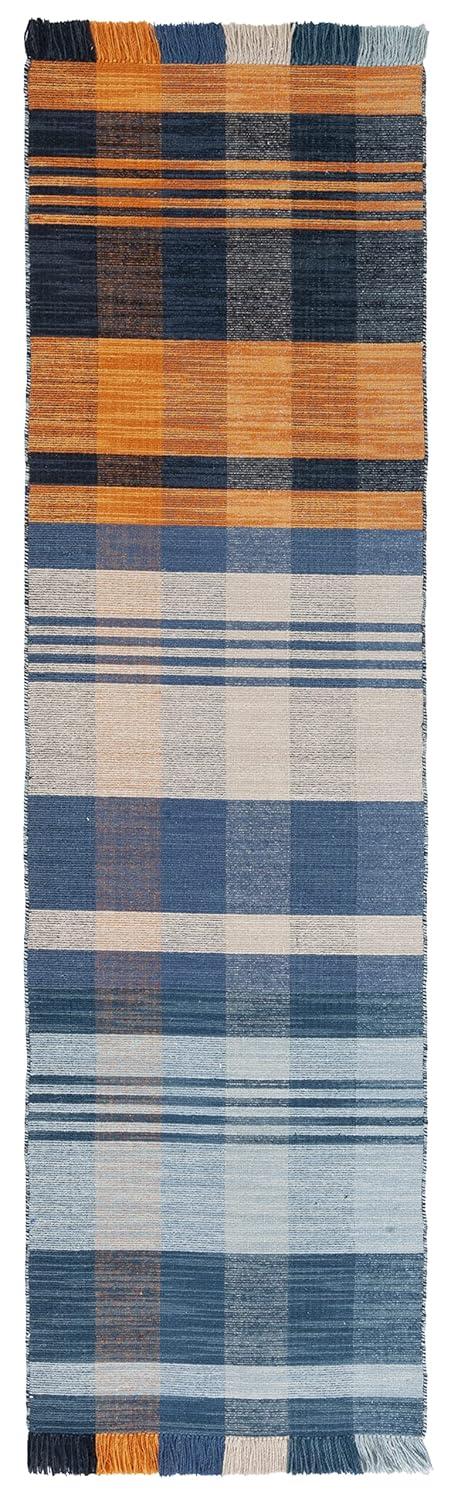 Striped Kilim STK708 Hand Woven Runner Rug - Orange/Blue - 2'3"x8' - Safavieh.
