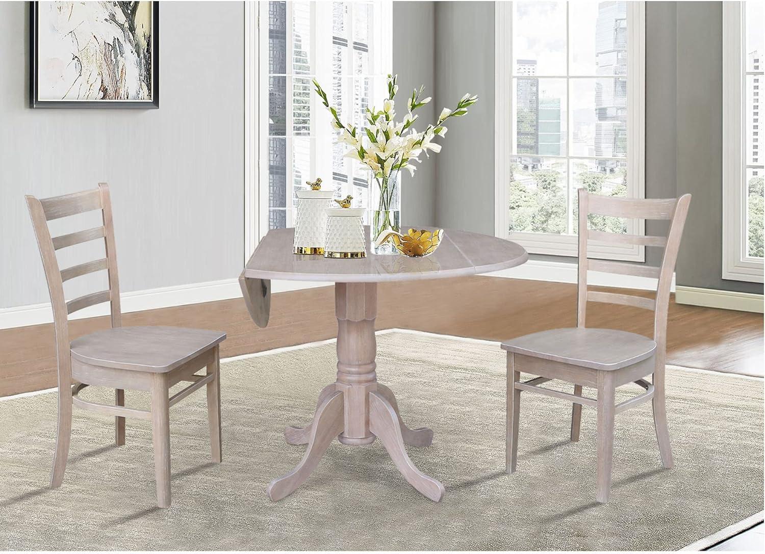 42" Mason Round Dual Drop Leaf Extendable Dining Table - International Concepts: Seats 4, Pedestal Base