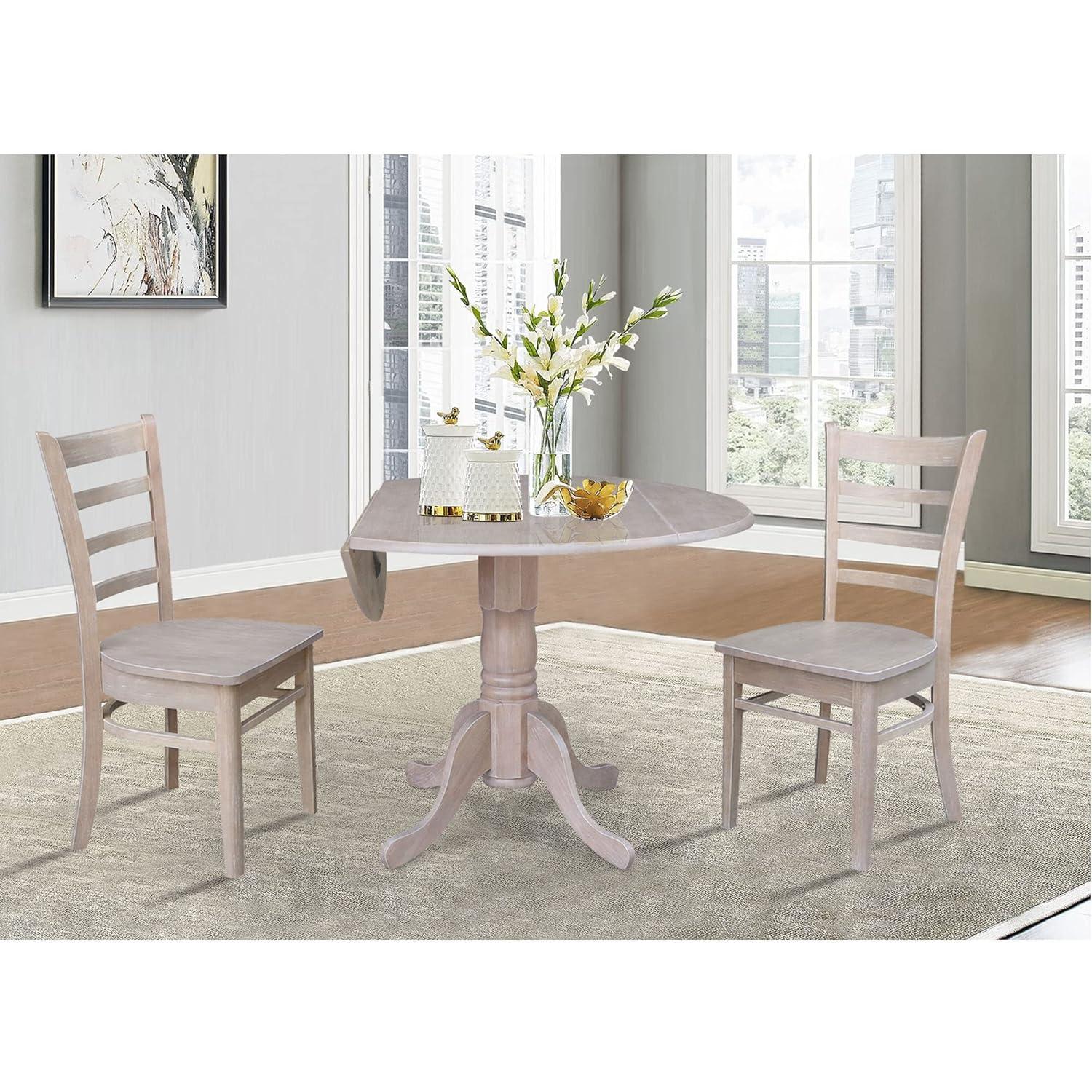 42" Mason Round Dual Drop Leaf Extendable Dining Table - International Concepts: Seats 4, Pedestal Base