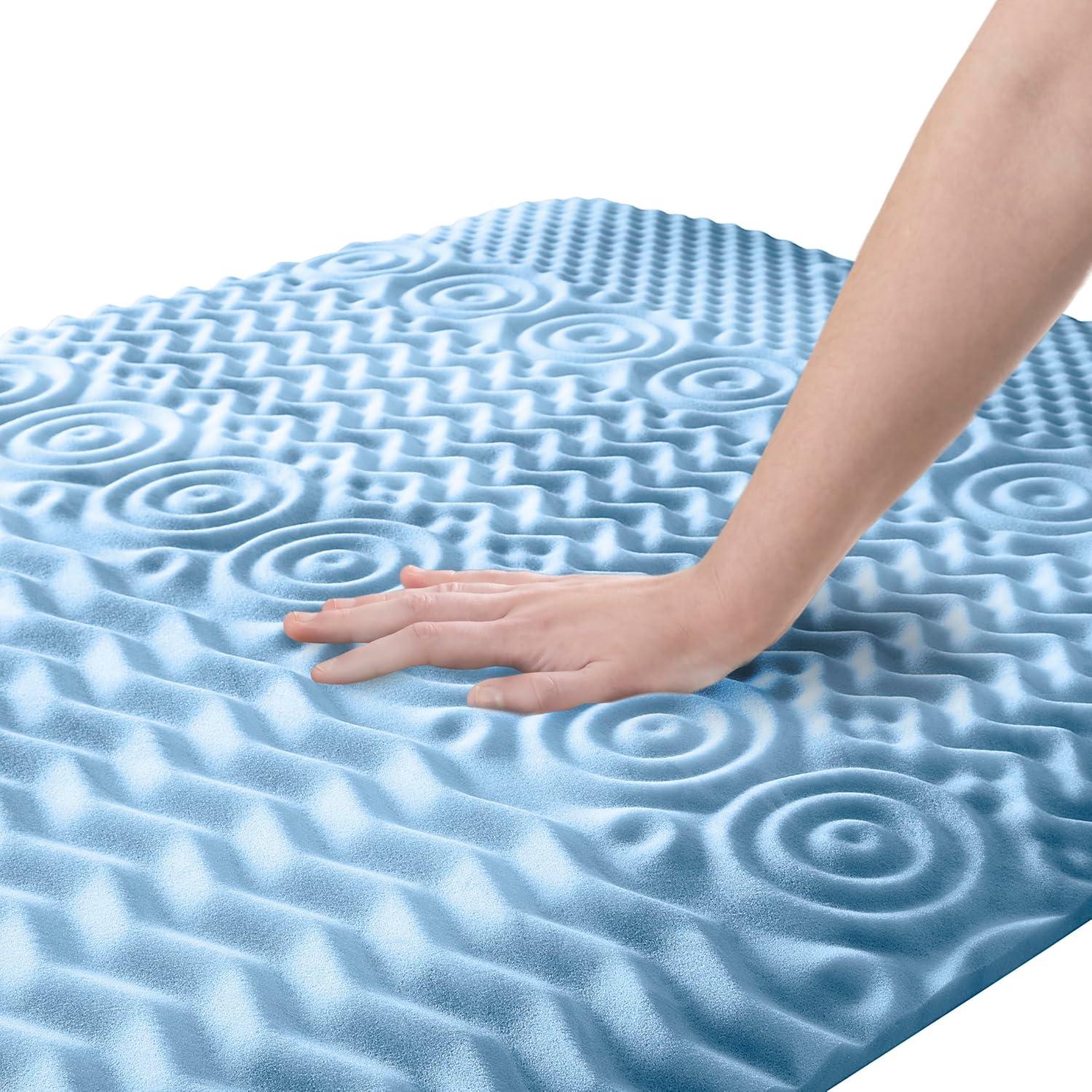 Twin XL Blue Cooling Memory Foam Mattress Topper