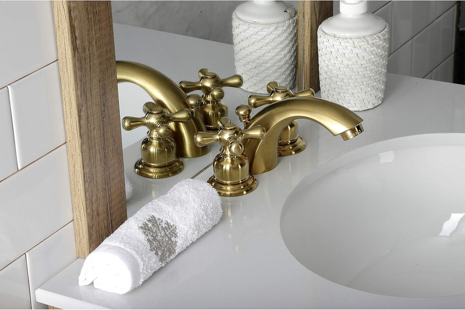 Kingston Brass Victorian Two-Handle 3-Hole Deck Mount Mini-Widespread Bathroom Faucet with Plastic Pop-Up