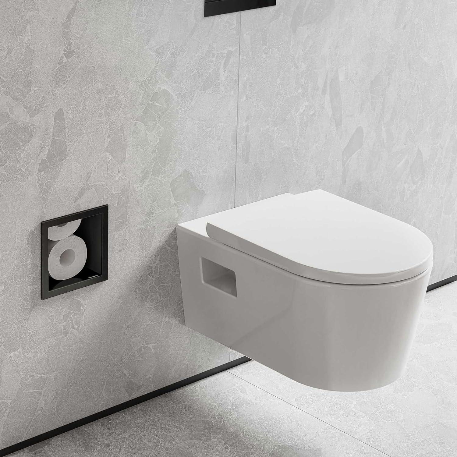 Hansgrohe 56058670 hansgrohe XtraStoris Original Recessed Toilet Paper Holder with Storage & Tileable Door