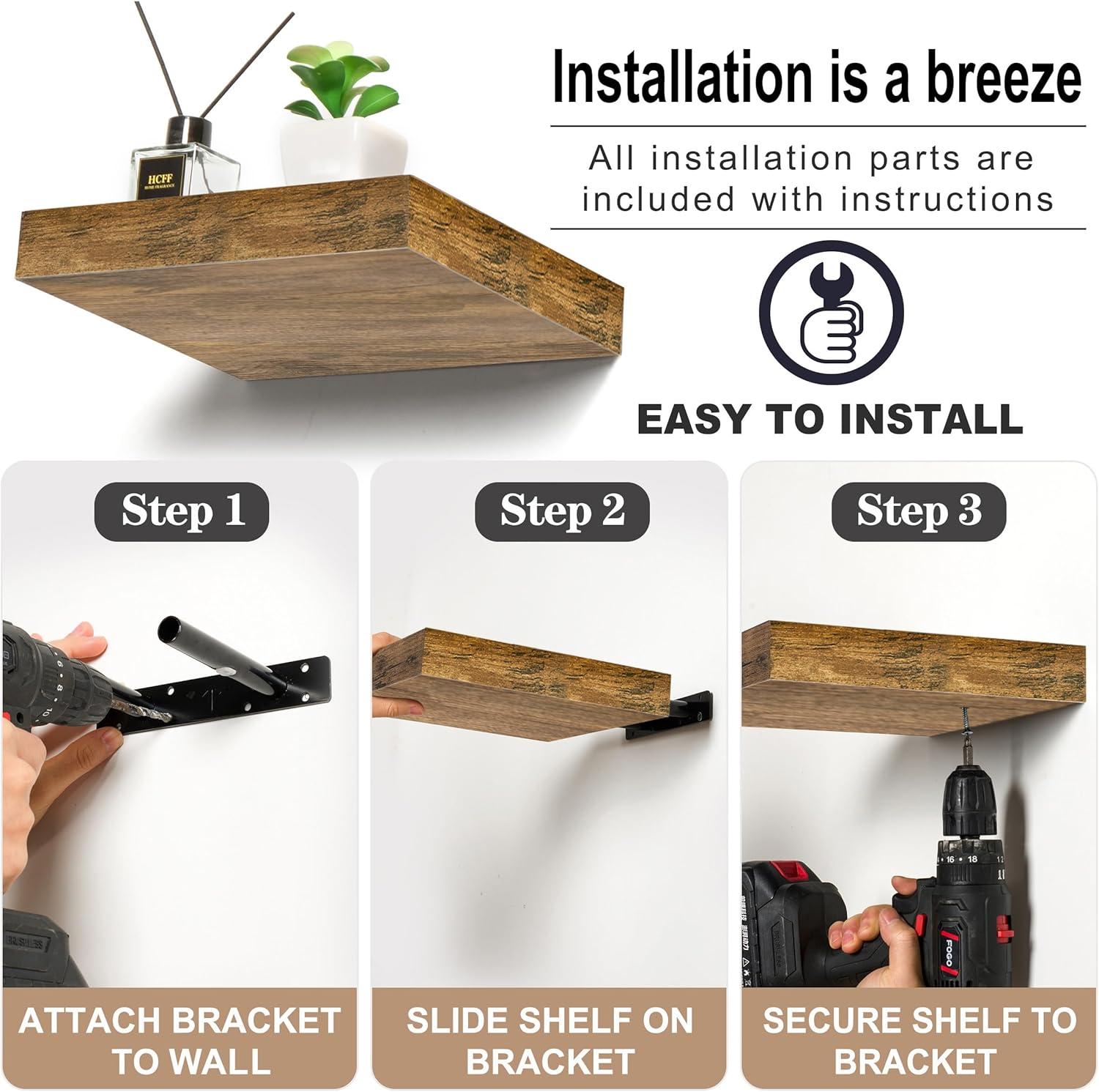 Sorbus Floating Shelves with Invisible Mounting Set of 3