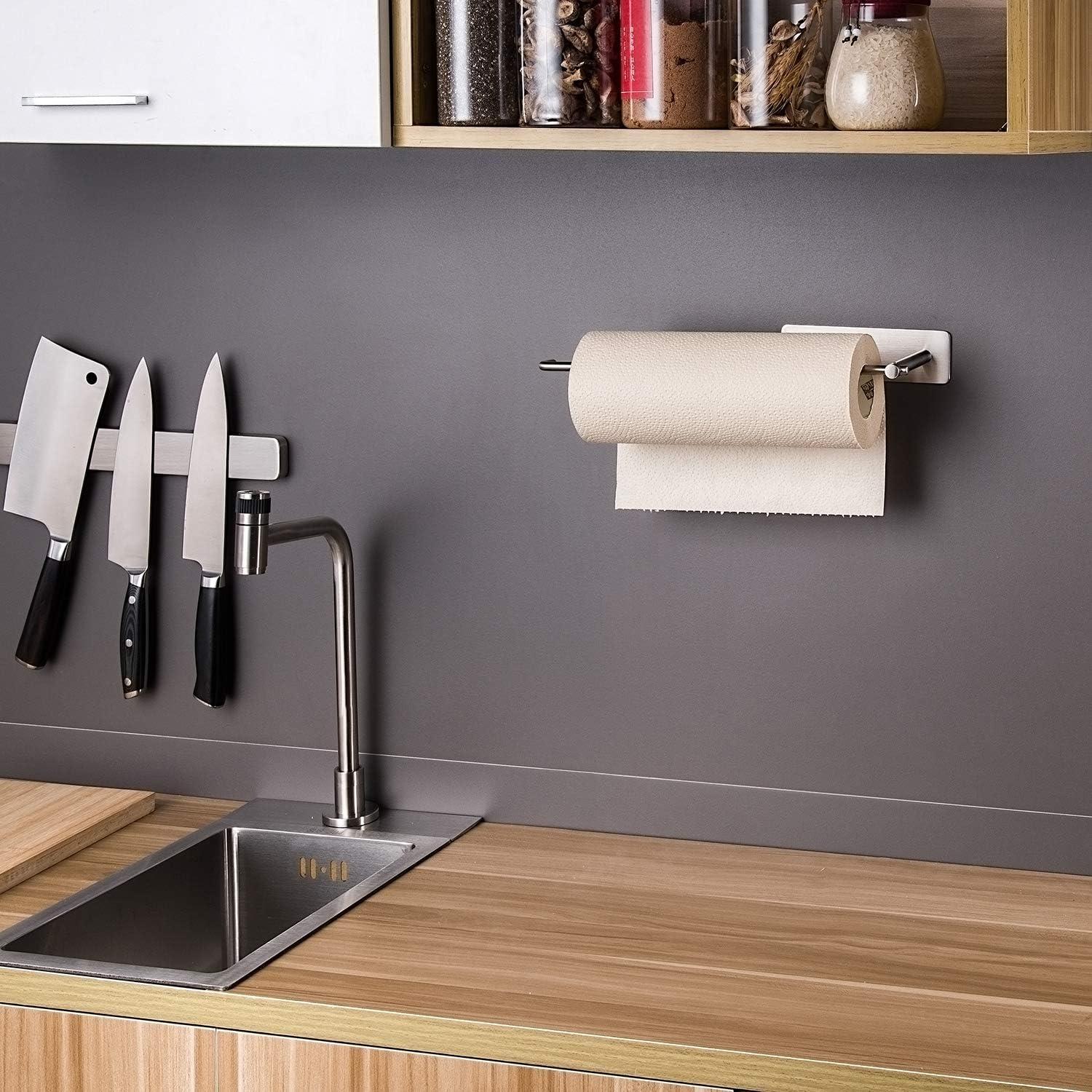 Stainless Steel Self-Adhesive Under Cabinet Paper Towel Holder