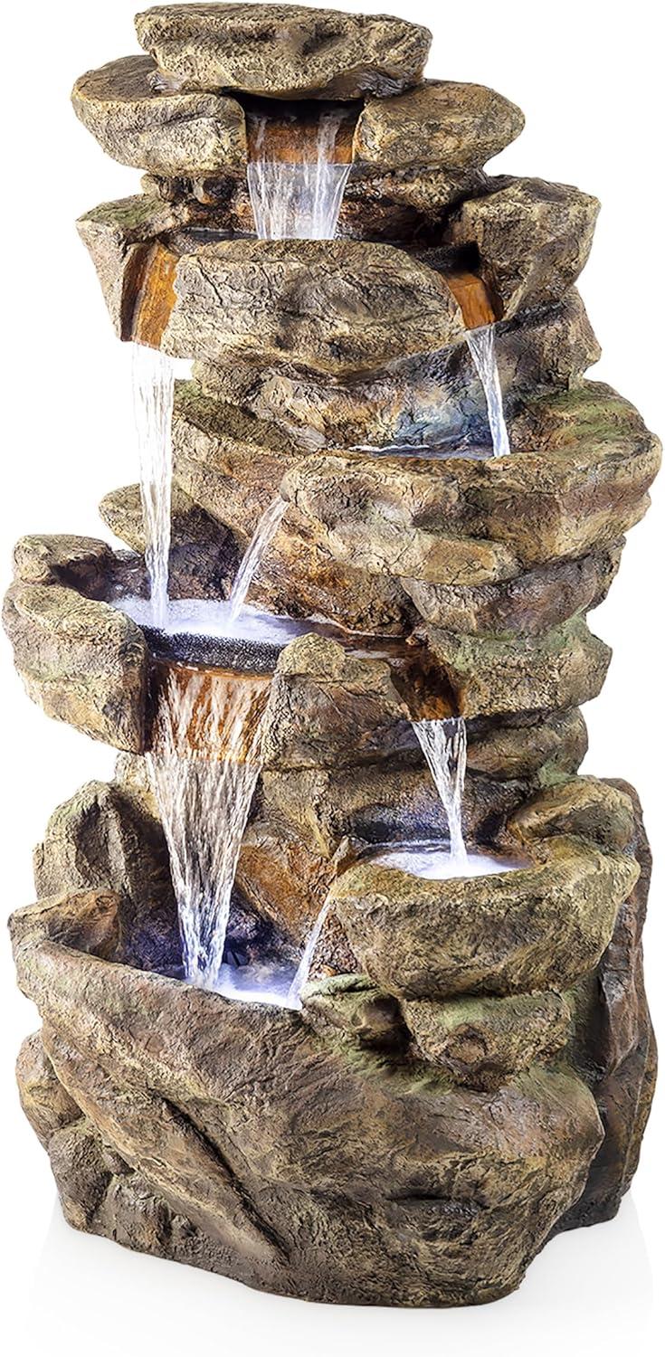Alpine Corporation 6-Tier Amazonian Water Fountain with LED Lights