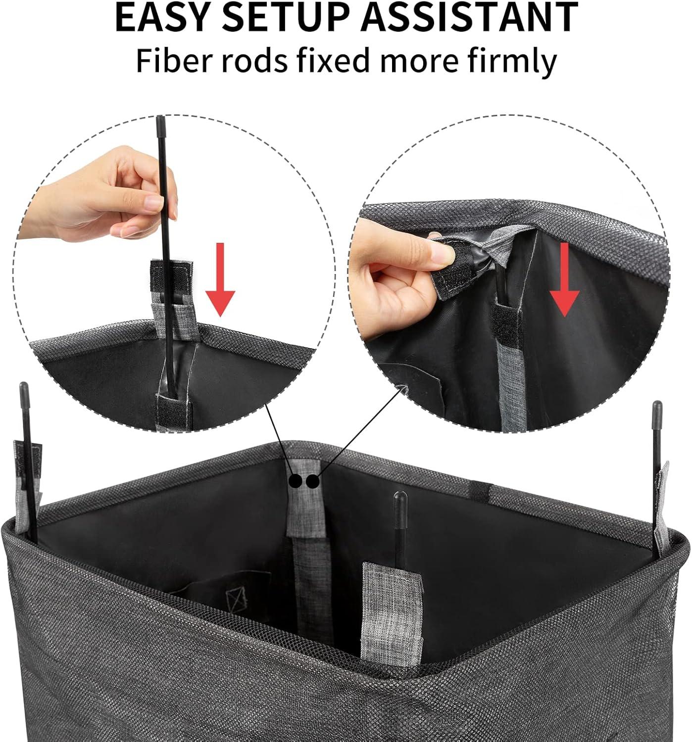 WOWLIVE Large Rolling Laundry Basket Wheels 90L Collapsible Tall Laundry Hamper Handle Foldable Dirty Clothing Basket Fold up Rectangular Hampers for Laundry Dorm Room (Grey2)