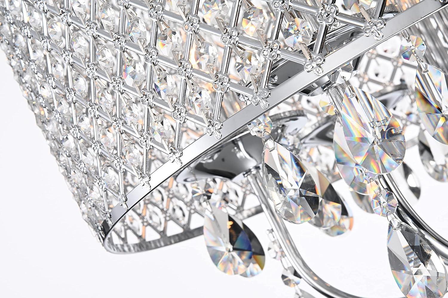 Chrome Mini Crystal Candle Drum Chandelier, 22"