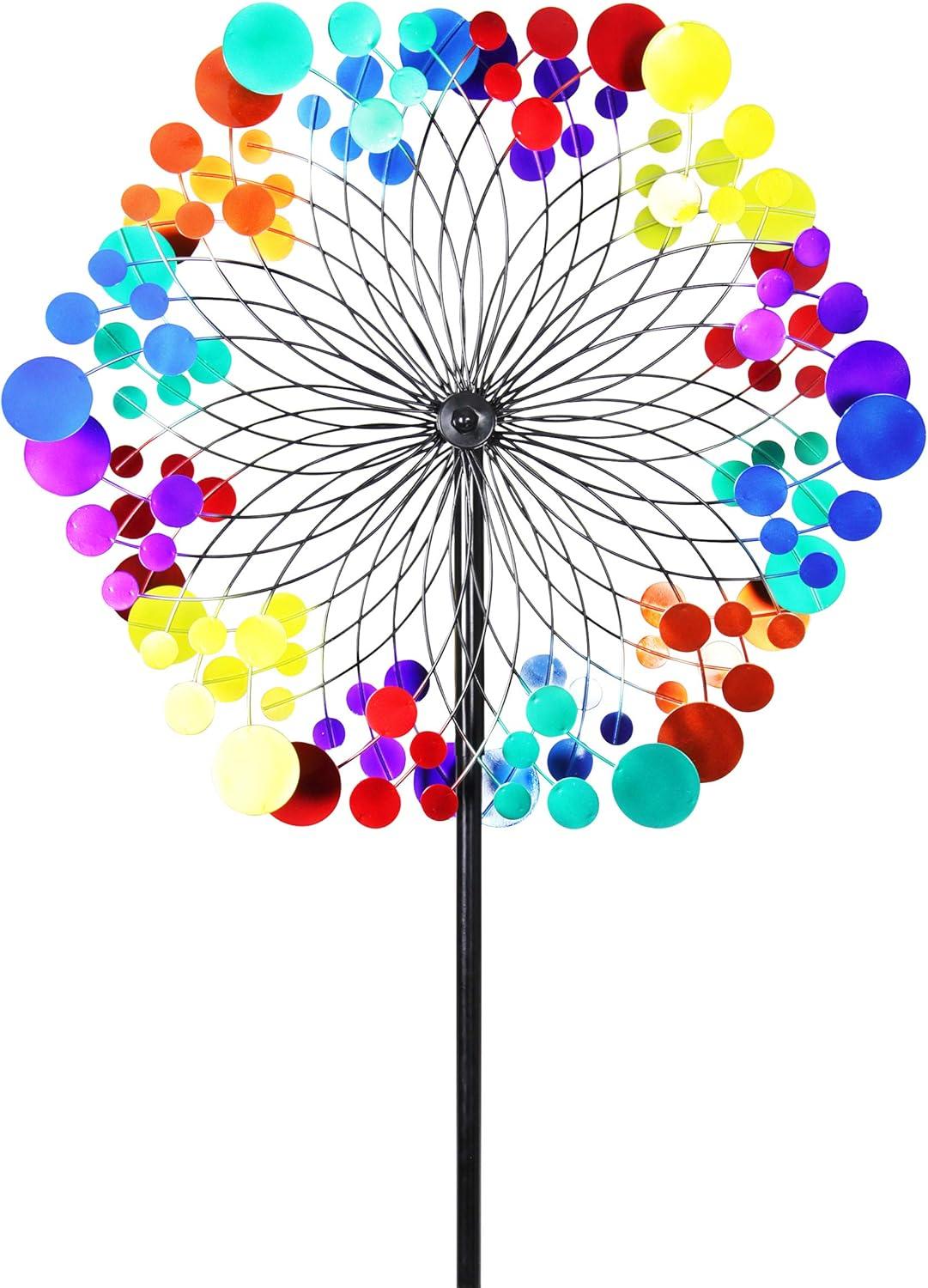 Exhart Exhart Kinetic Double Pinwheel Spinner Garden Stake, 24 by 84 Inches