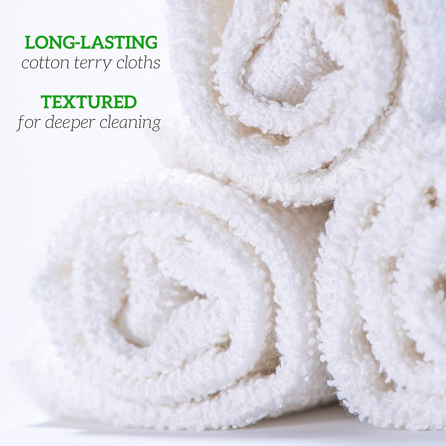 GREEN LIFESTYLE Terry Towels, White Rags, Bar Towels 100% Cotton Absorbent and Durable, Multipurpose Cleaning Rags, Cotton Cleaning Rags, Kitchen Rags, Reusable Shop Rags (14”x17”, Pack of 60)