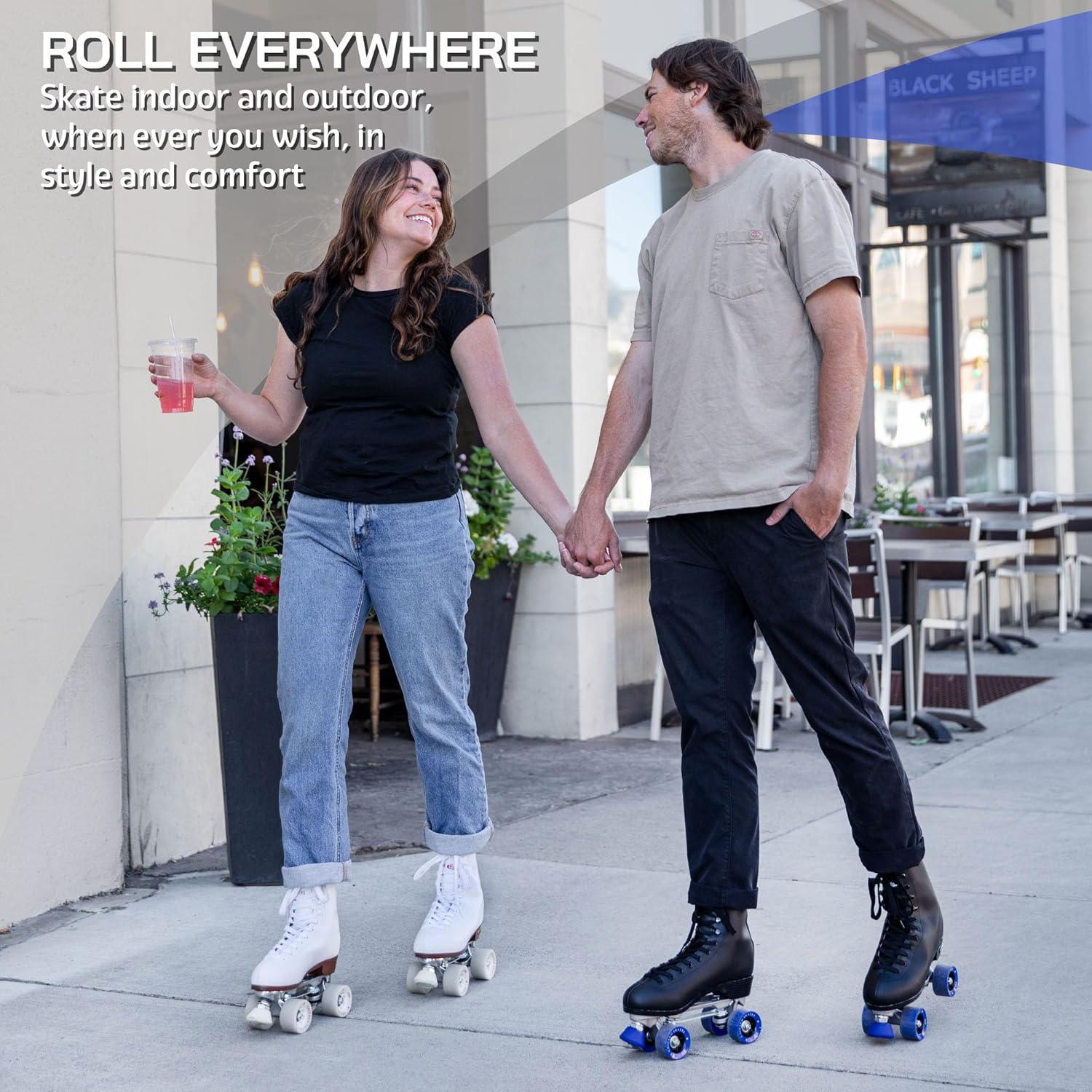 Chicago Patines Cuádruples Clásicos para Hombre, Patines de Pista clásicos Negros, Talla 12