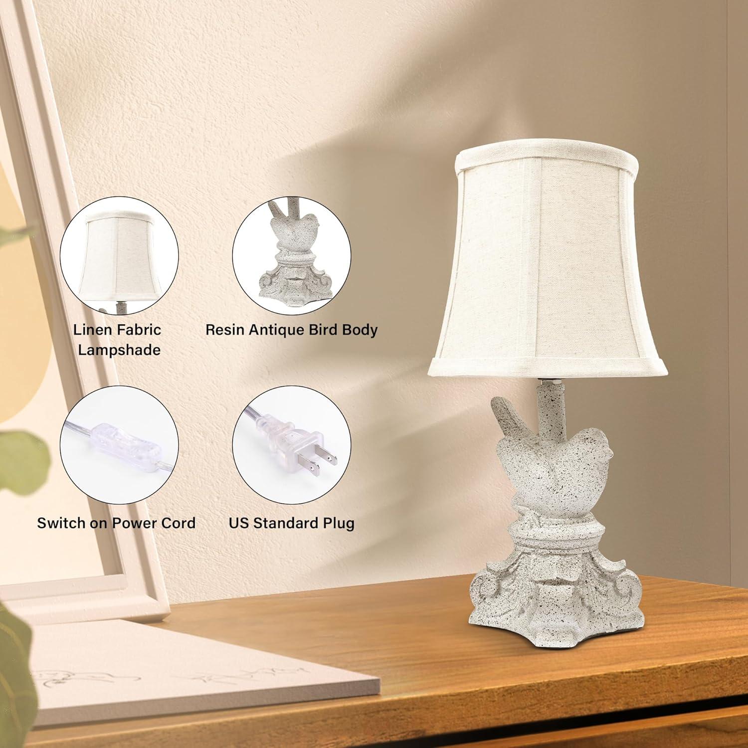 Ophelia & Co. Small Table Lamp Set Of 2 Farmhouse Table Lamps UL Bedside Nightstand Resin Lamps Bird Shape For Bedroom, Living Room, Rustic Vintage, Home Office