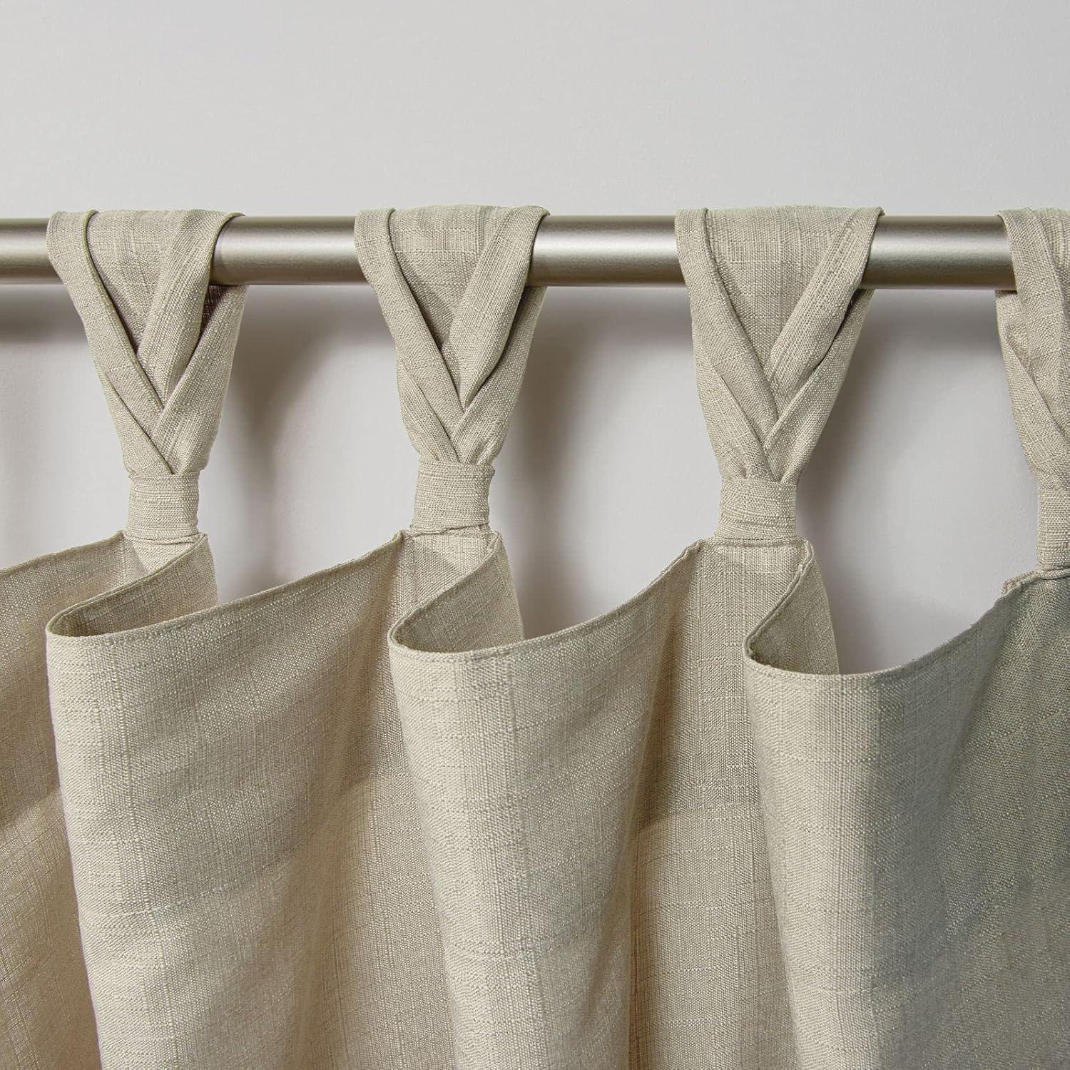 Natural Linen Tab Top Light-Filtering Curtain Panel Pair