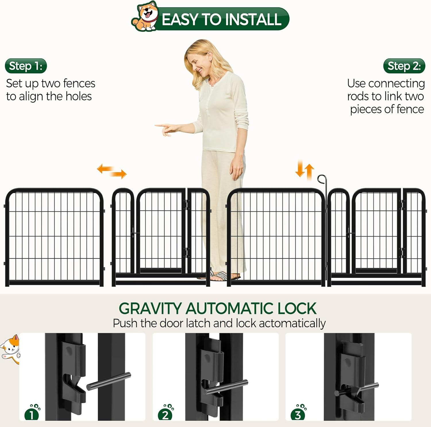Yaheetech Dog Playpen Outdoor, 24 inch 32 Panels Dog Pen Indoor Heavy Duty Puppy Exercise Pen Metal Pet Fence for RV Camping/Yard/Garden