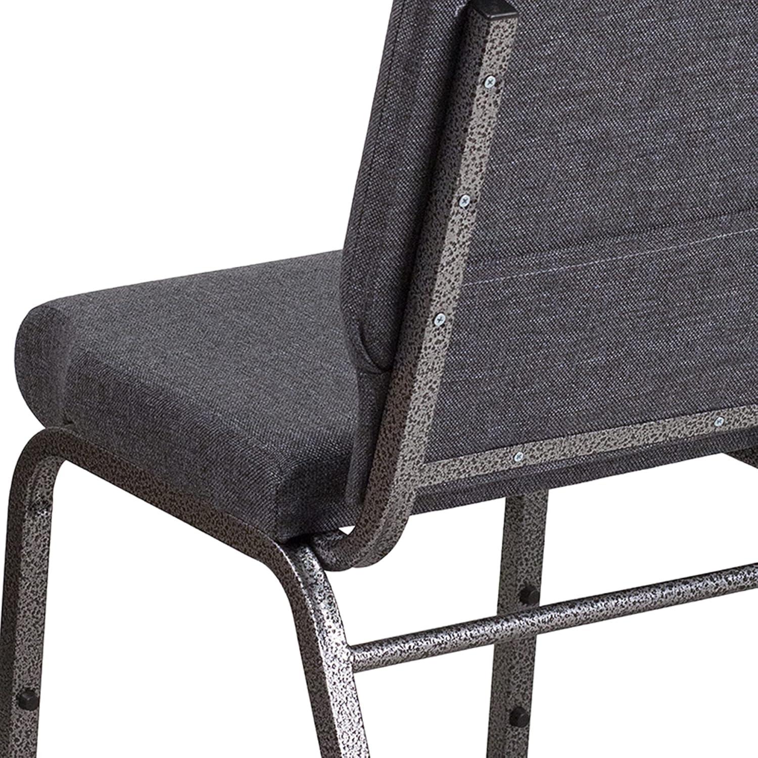 Flash Furniture HERCULES Series 18.5''W Stacking Church Chair in Dark Gray Fabric - Silver Vein Frame