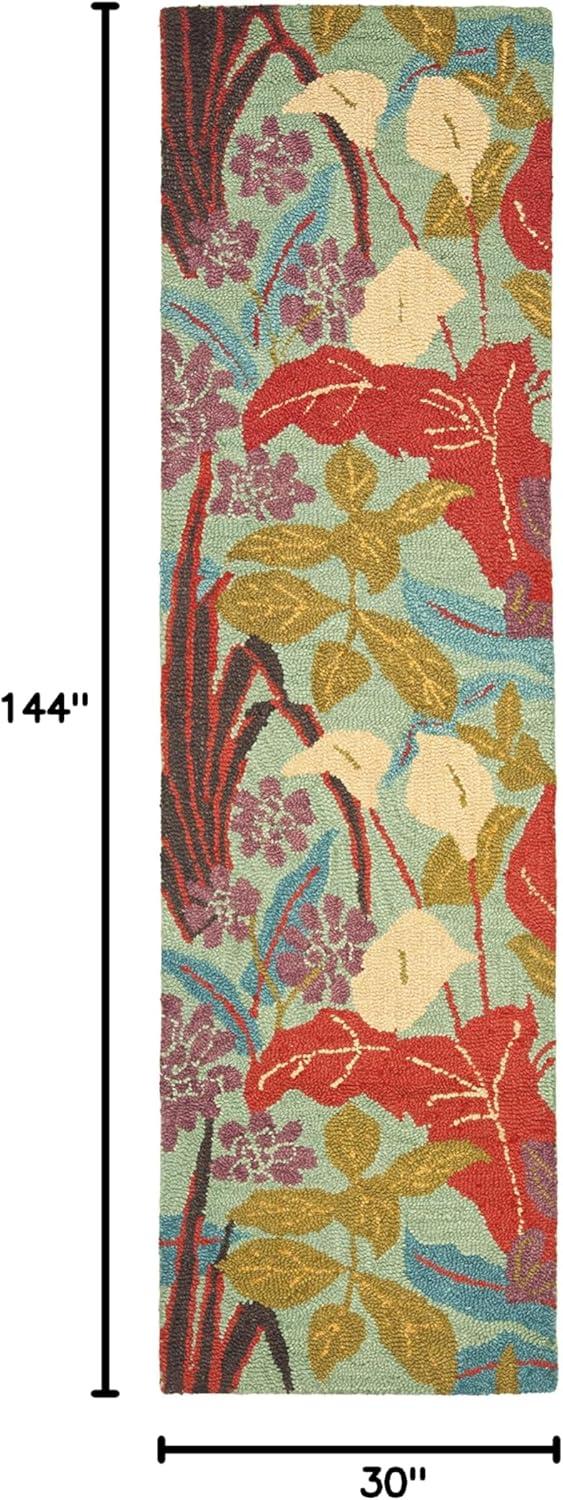 Blossom BLM674 Hand Hooked Runner Rug - Blue/Multi - 2'6"x12' - Safavieh.