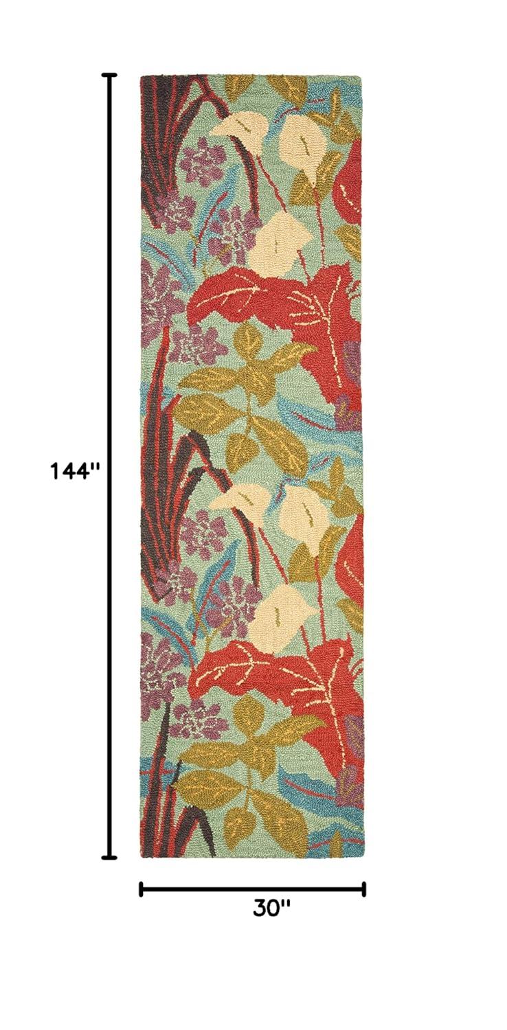 Blossom BLM674 Hand Hooked Runner Rug - Blue/Multi - 2'6"x12' - Safavieh.