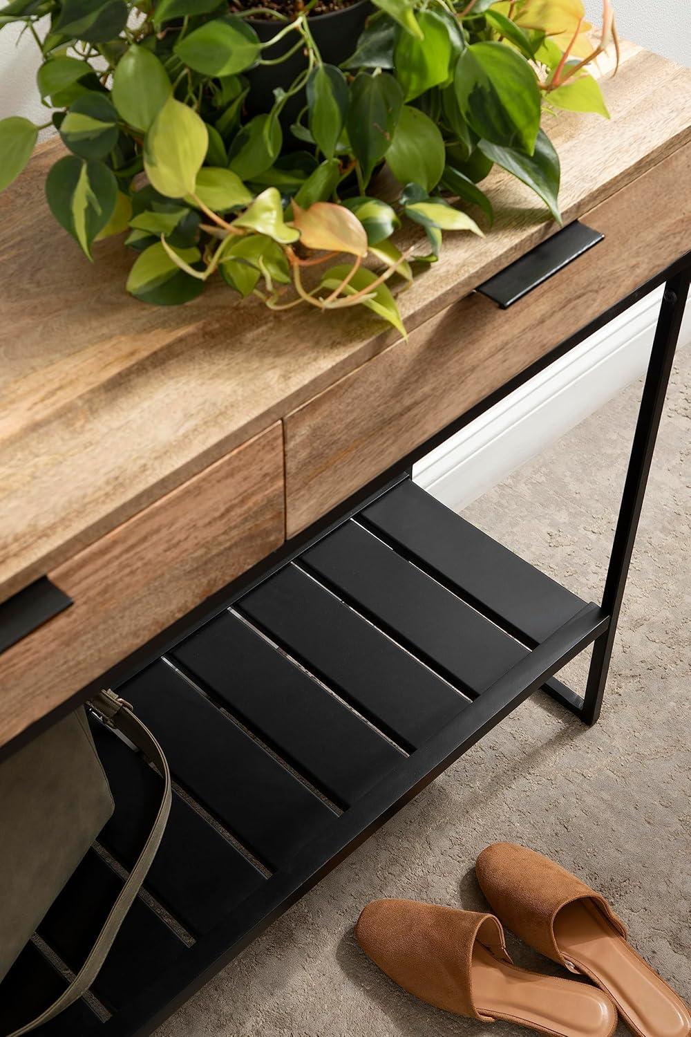 Kate and Laurel Malone Rectangle Wood Console Table, 36x13x31, Natural and Black