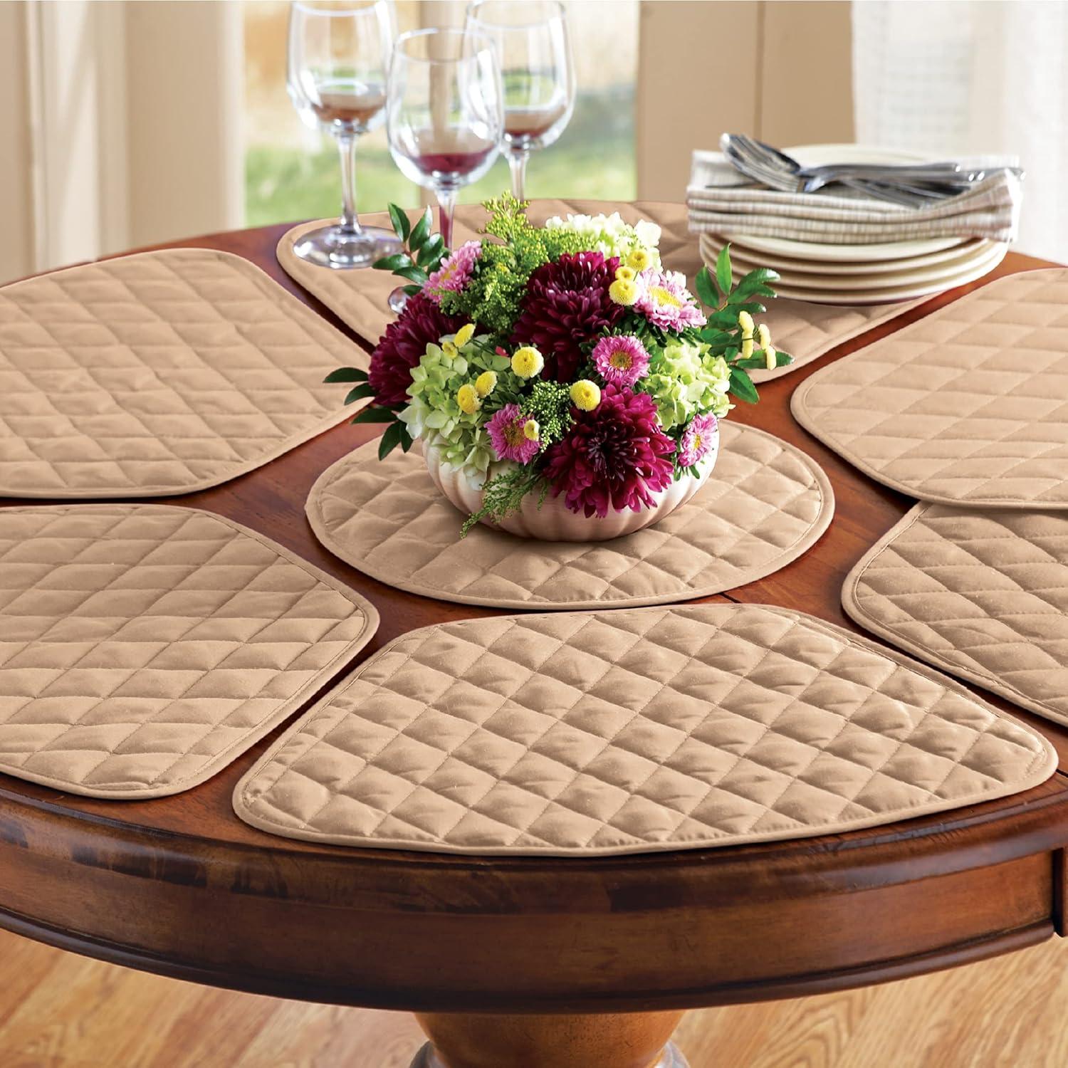 Collections Etc Kitchen Table Placemat and Centerpiece Set - 7 Pc, Beige