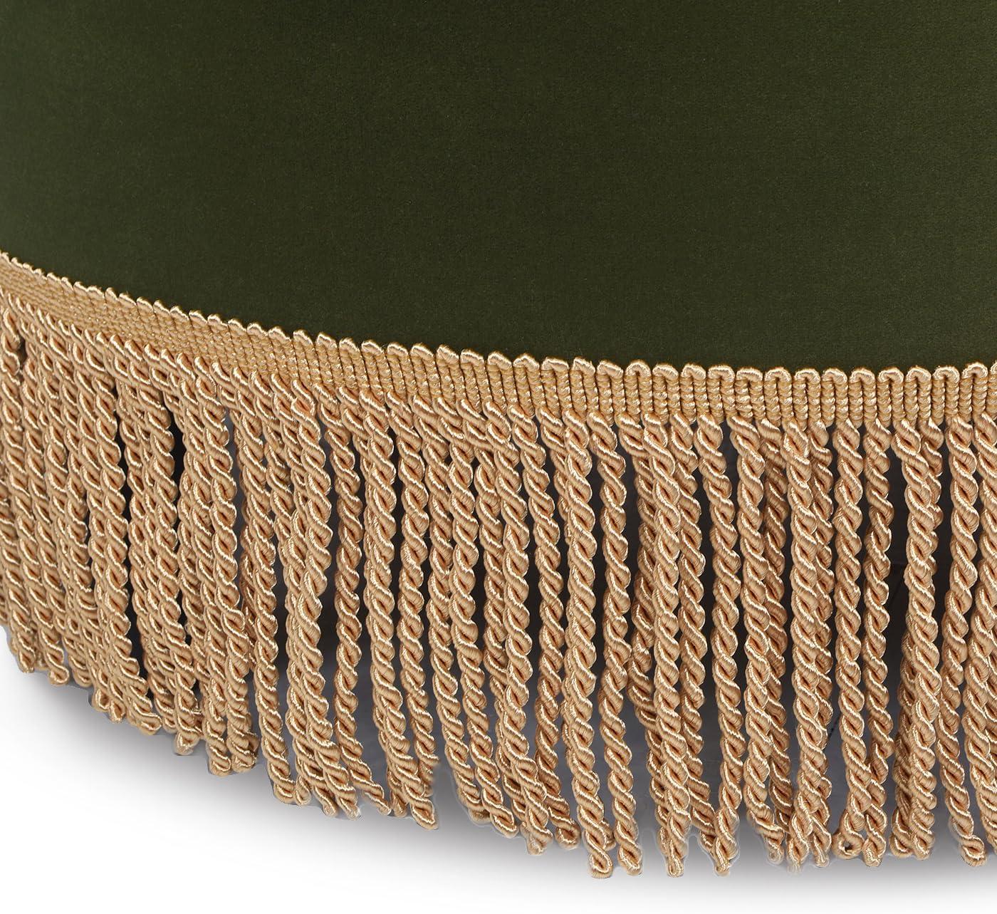 Jennifer Taylor Home Yolanda 24" Round Upholstered Accent Ottoman, Olive Green Performance Velvet