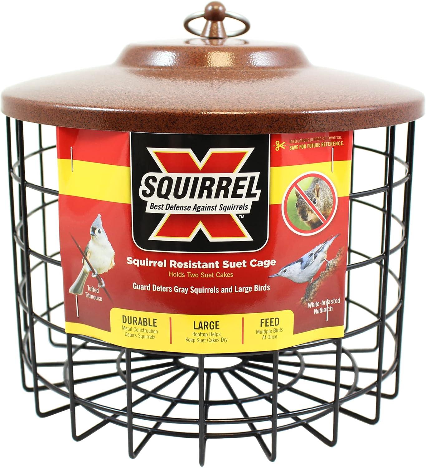 Squirrel-X Squirrel Proof Double Suet Feeder, Cage Bird Feeder, 2 Suet Cake Capacity