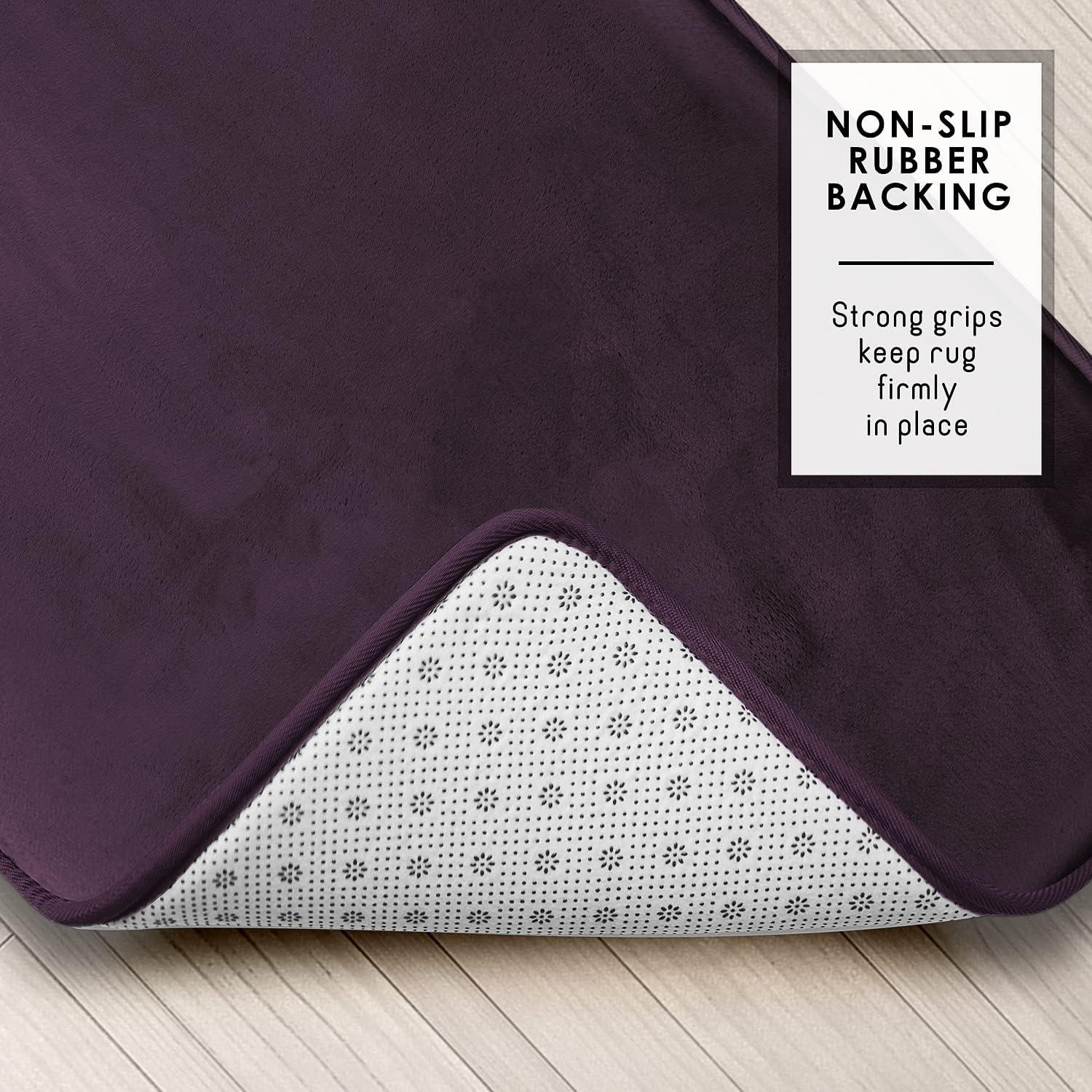 Clara Clark 3 Piece Bathroom Rugs Bath Mat Set, Velvet Memory Foam Bath Mats for Bathroom - Non-Slip, PVC Backing Bath Rugs, Washable Bathroom Rug Mats - Dries Quickly, Lavender Bathroom Rug Set Solid