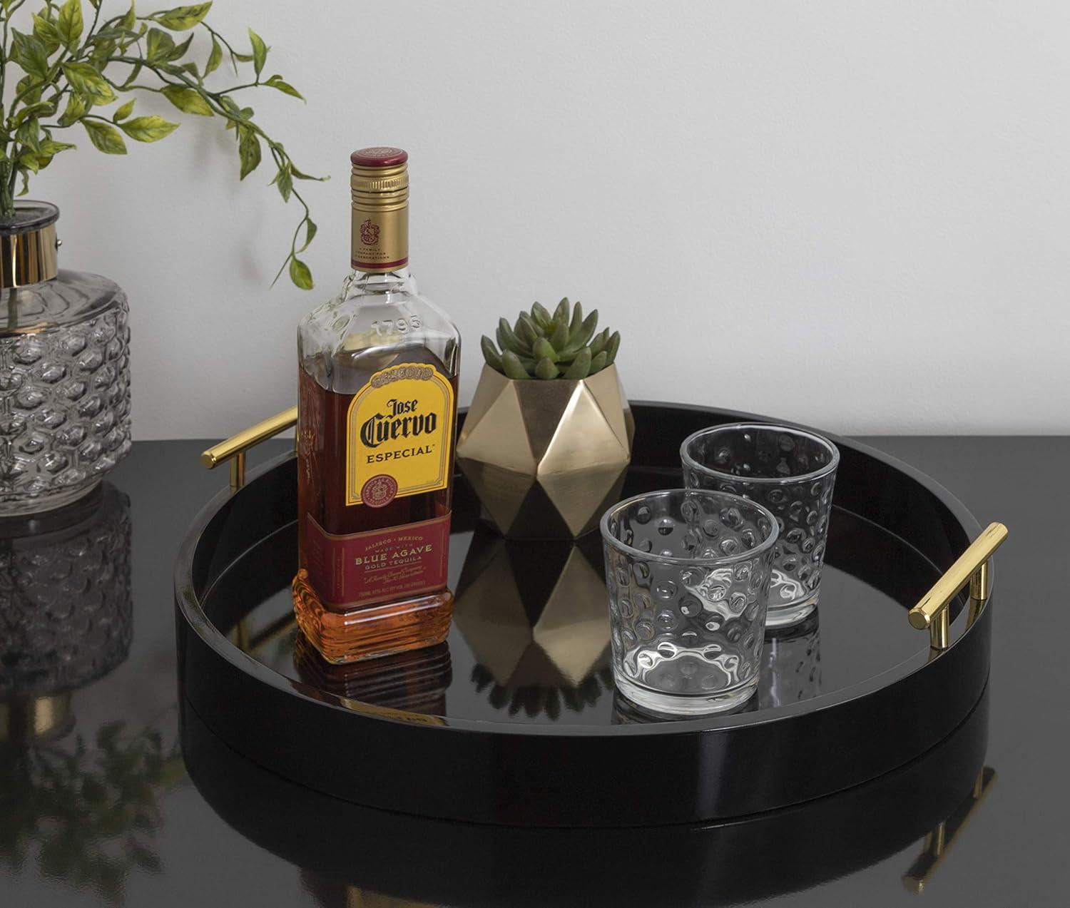 Kate and Laurel Lipton Tray, 18" Diameter, Black