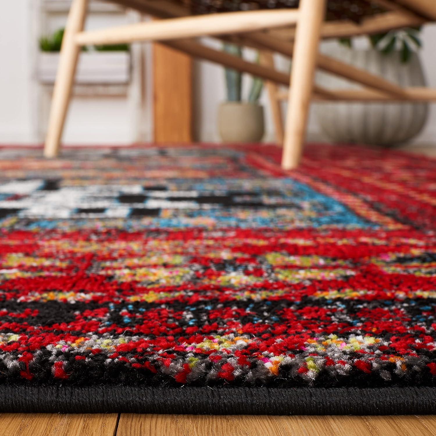 Vintage Hamadan VTH213 Power Loomed Area Rug - Red/Light Blue - 6'7"x6'7" - Safavieh.