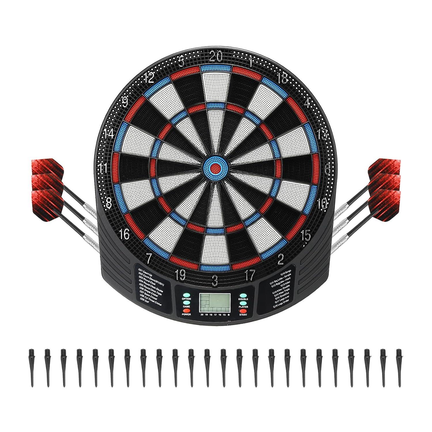 Uxcell Electronic Soft Tip Dart Board Digital Dartboard 18 Games and 159 Variants with 6Pcs Darts, 24 Tips