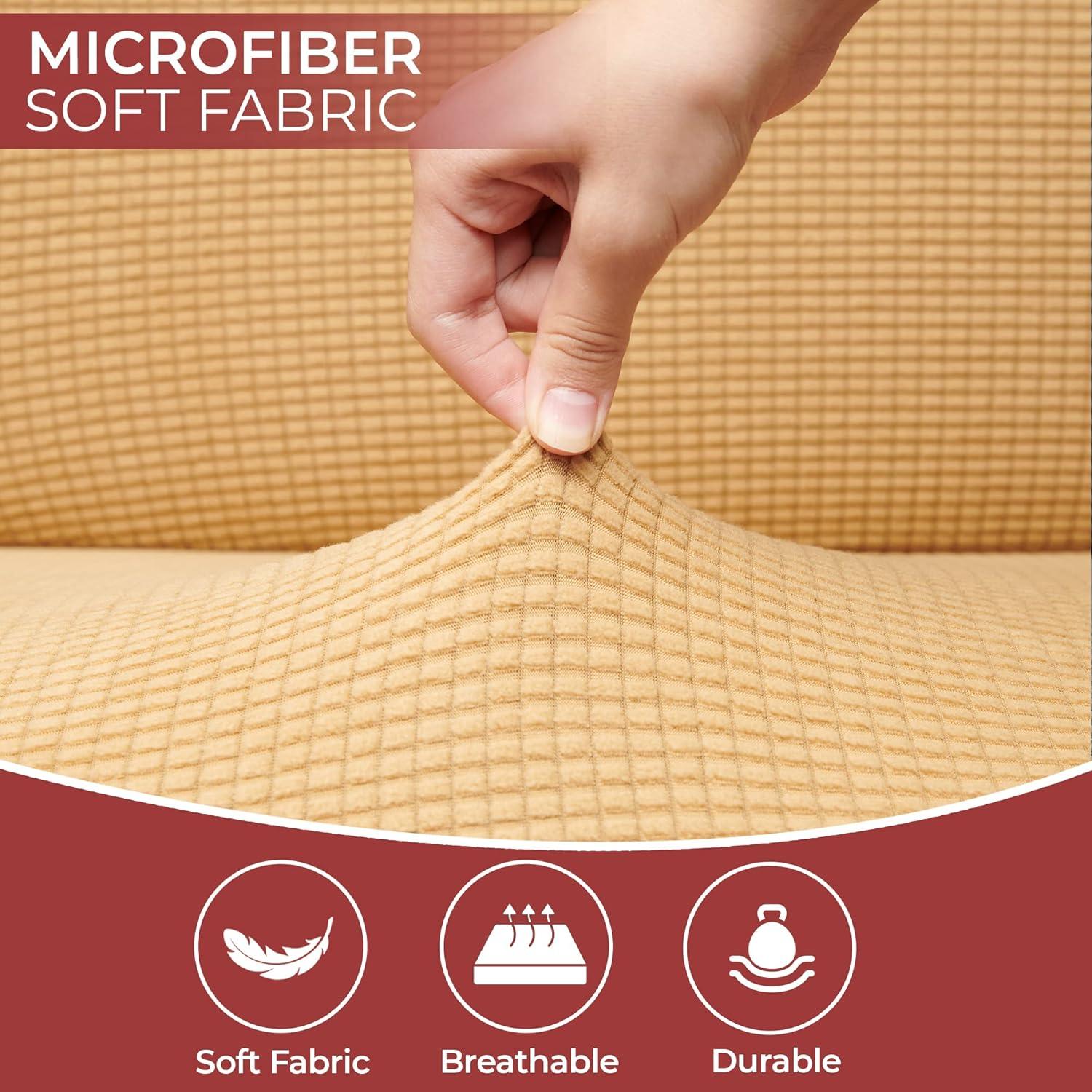 Hudson Comfort RV Dinette Cushion Covers - Microfiber Stretchable Fabric Designed to Fit Wide Variety of Seats - Camper Cushion Slipcovers - Includes 2 Backrest Covers & 2 Bench Covers (Sand, 2 Sets)
