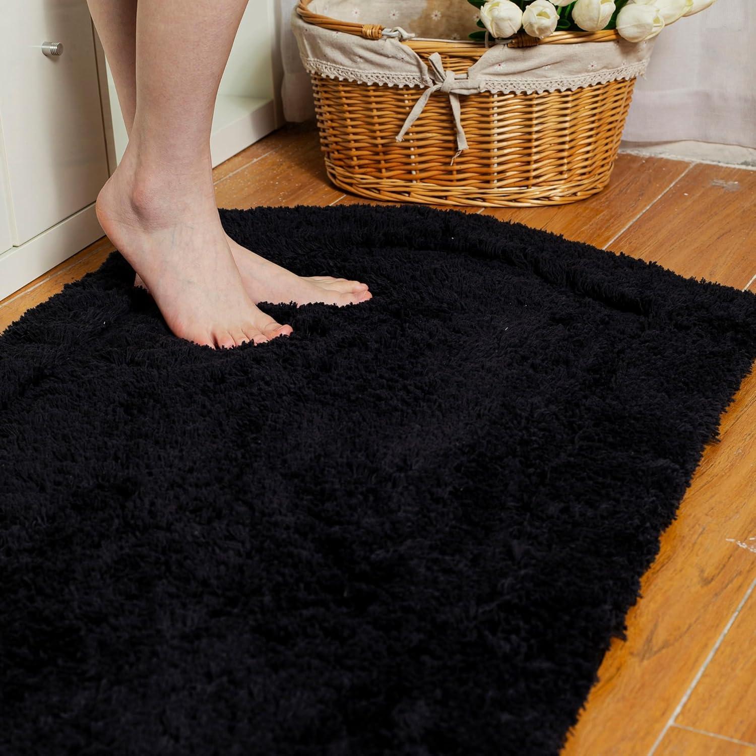 Chesapeake Paradise 3pc Memory Foam Black Bath Rug Set (22"x60" & 21"x34" & 17"x24")
