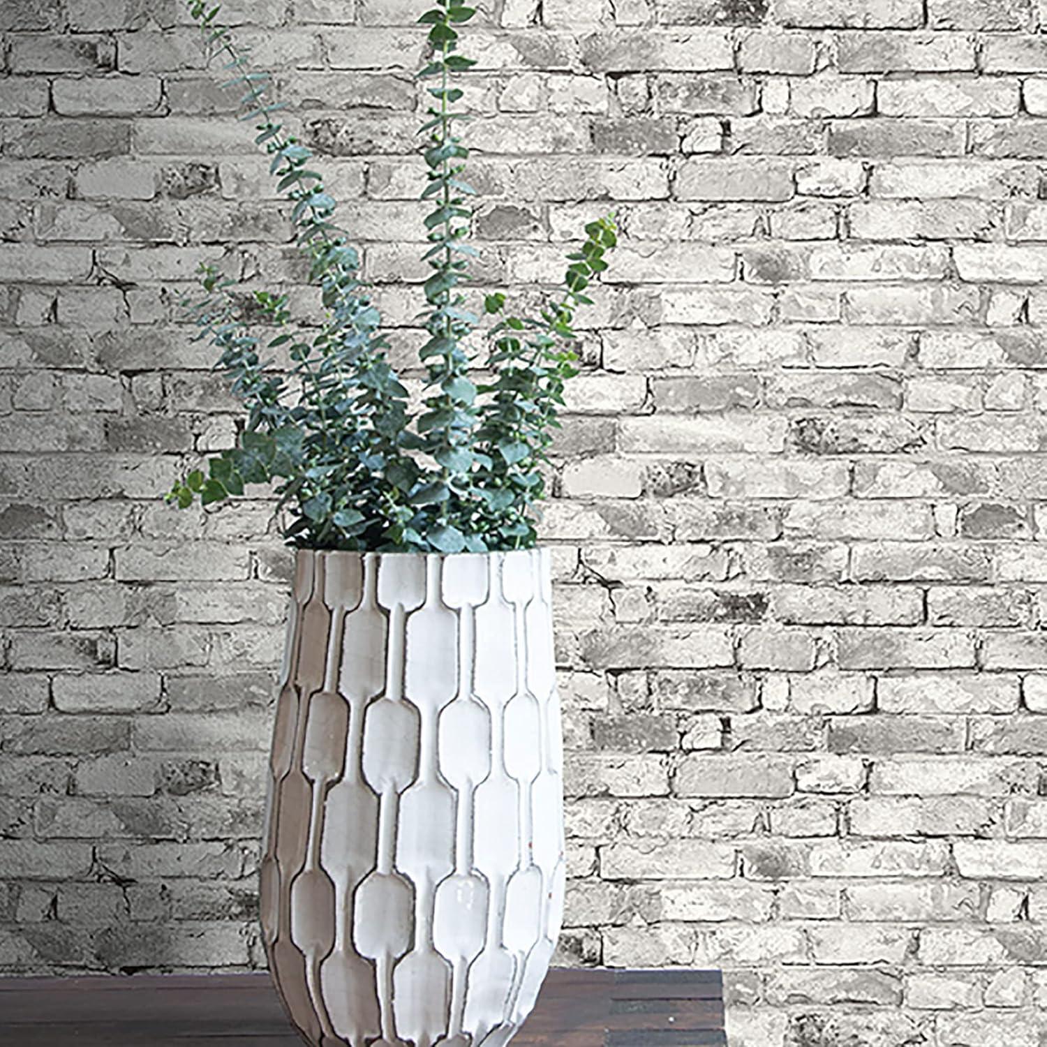 Shadow Gray Vinyl Brick Peel and Stick Wallpaper