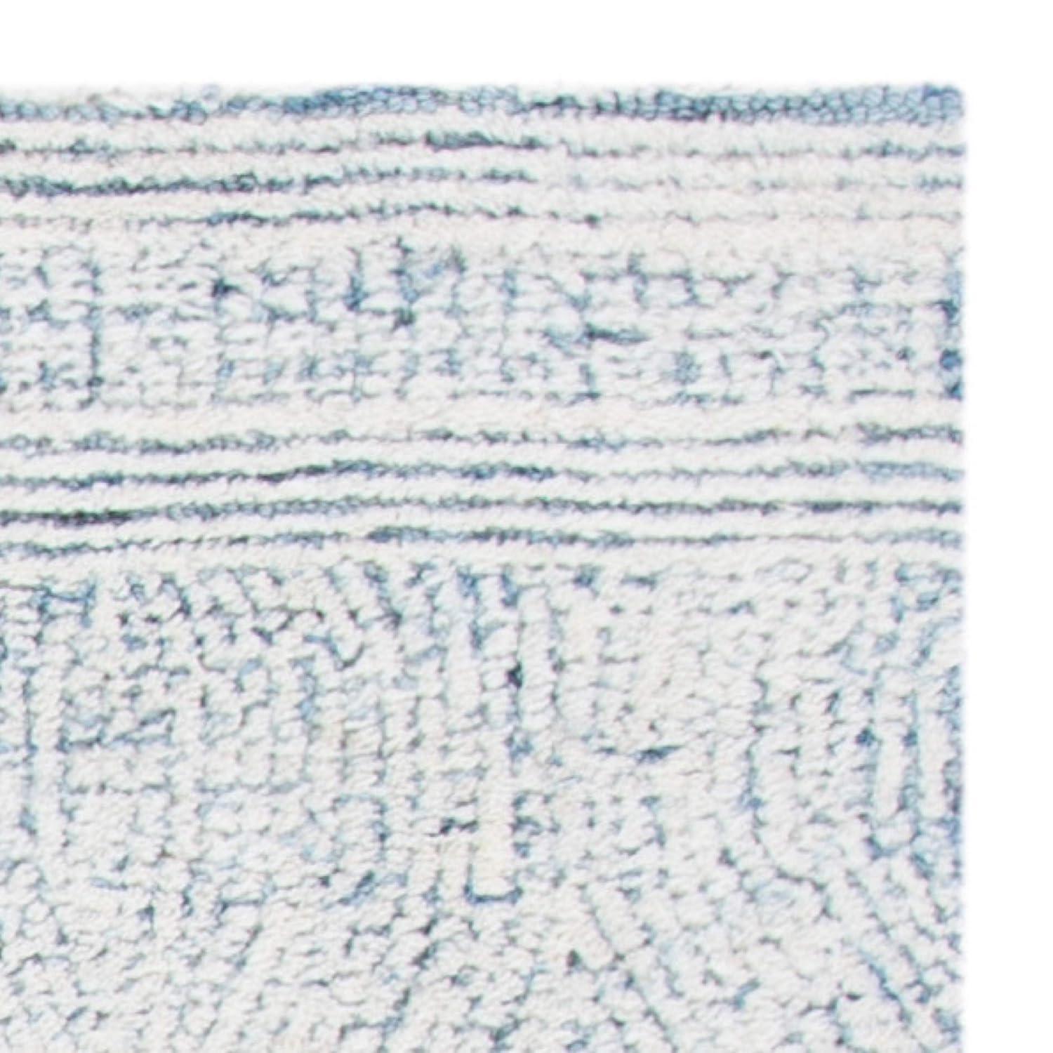 Abstract ABT340 Handmade Indoor Area Rug - Ivory/Blue - 6'x6' - Safavieh