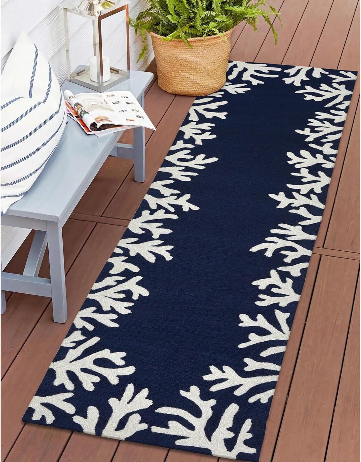 Liora Manne Capri Area Rug Navy Indoor Outdoor Weather Fade Resistant 6x9