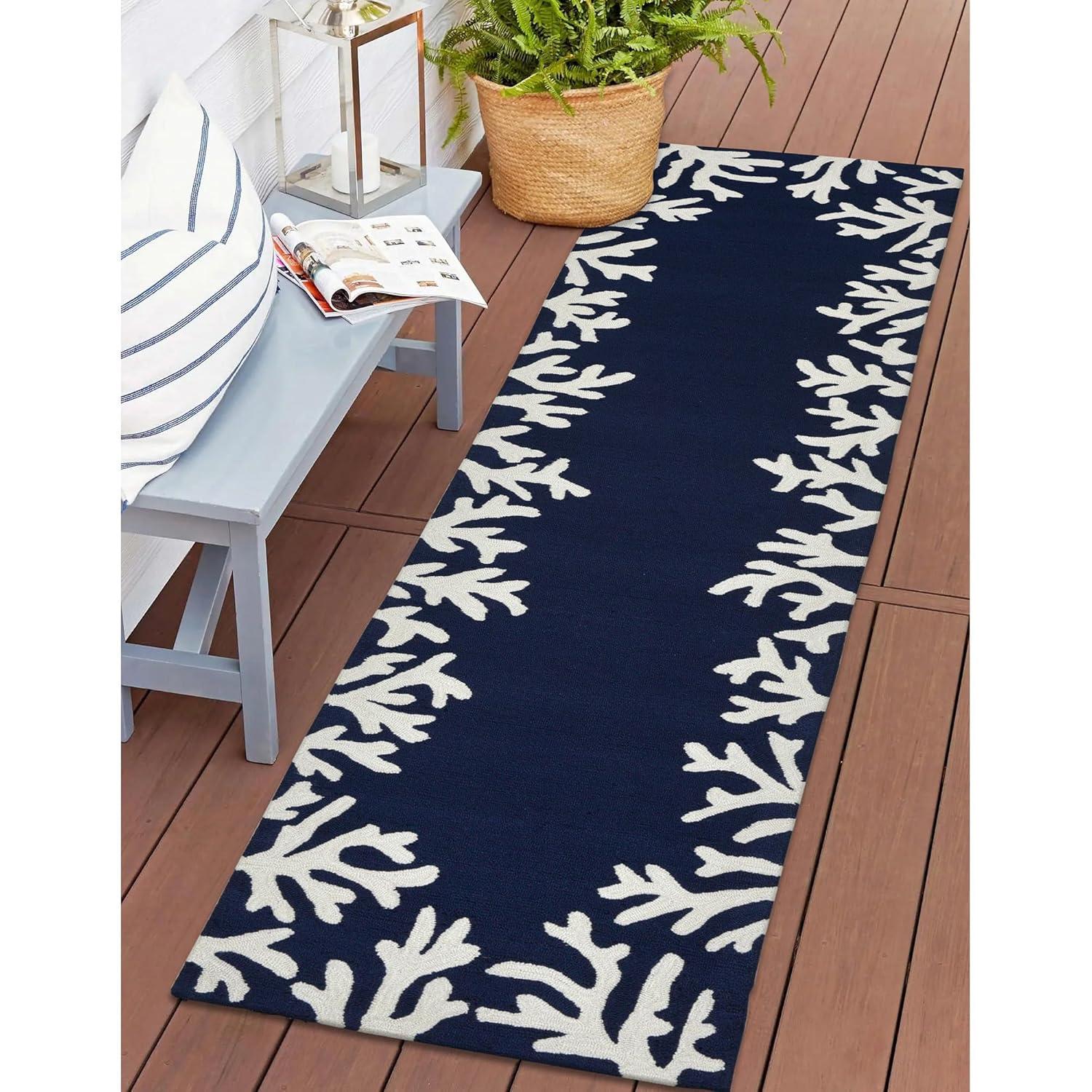 Liora Manne Capri Area Rug Navy Indoor Outdoor Weather Fade Resistant 6x9