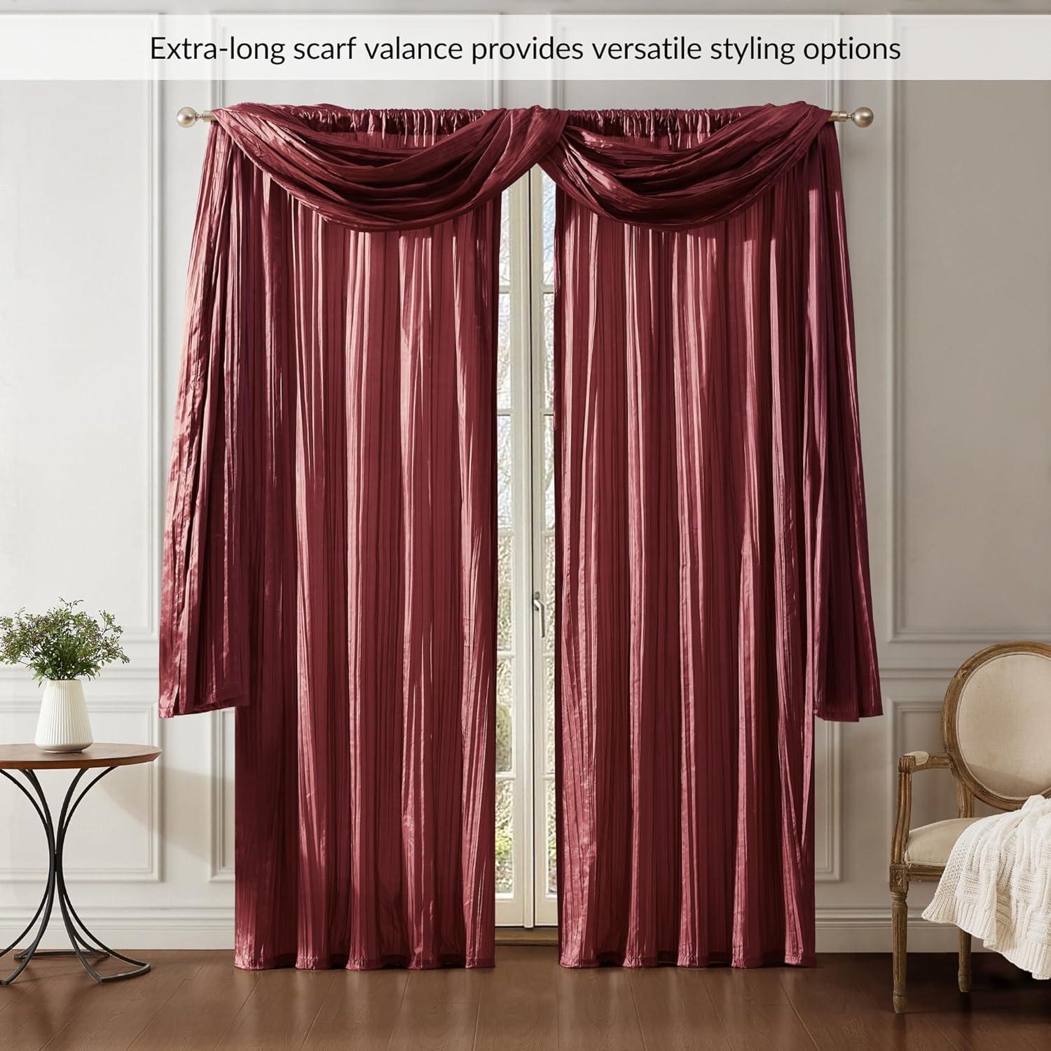 Elrene Athena Faux Silk Window Curtain and Scarf Set - Elrene Home Fashions