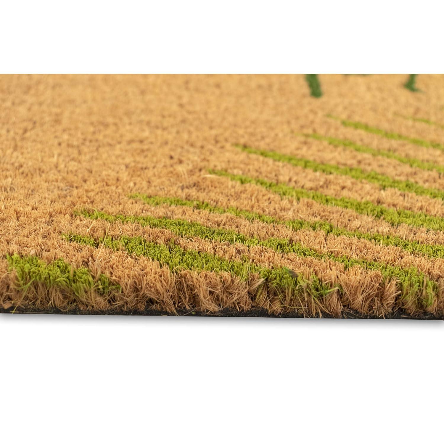 Green and Natural Coir Welcome Outdoor Door Mat, 24" x 36"
