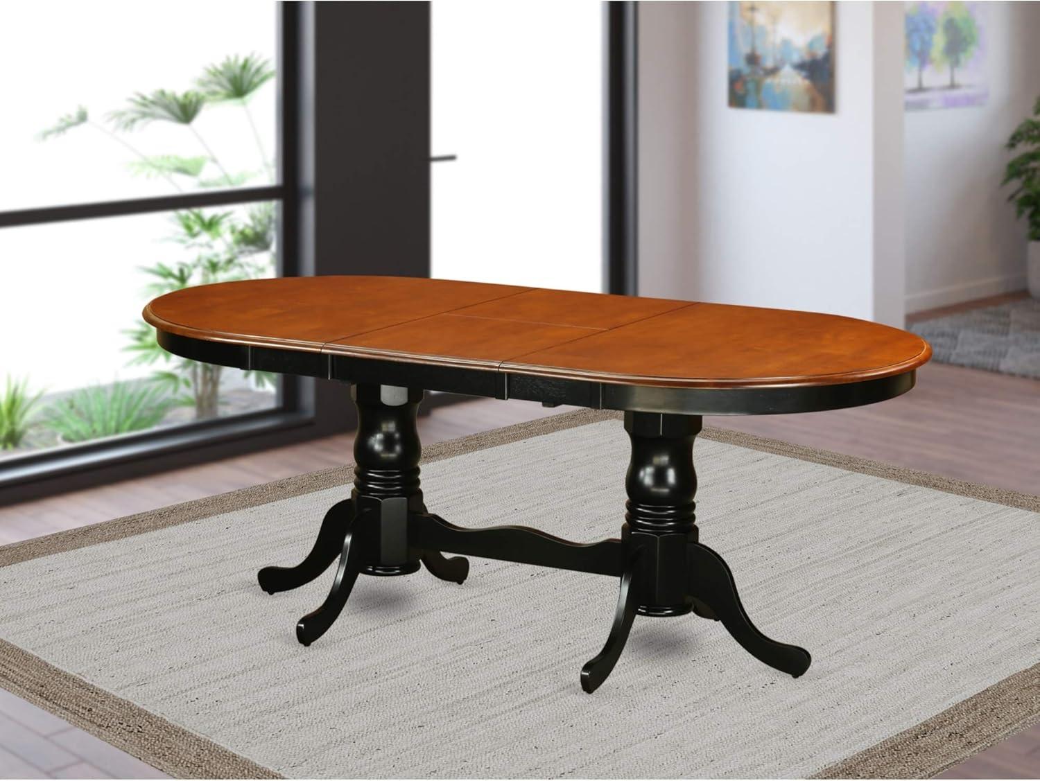 Contemporary Reclaimed Wood Round Extendable Dining Table, Black & Cherry