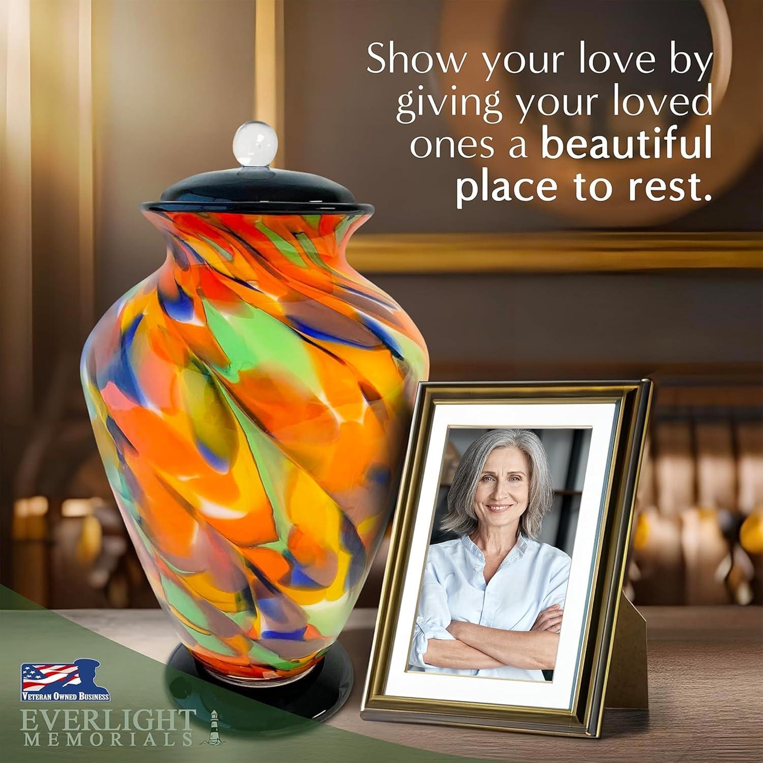 Everlight Memorials Autumn Radiance Hand Blown Glass Cremation Urns for Human Ashes