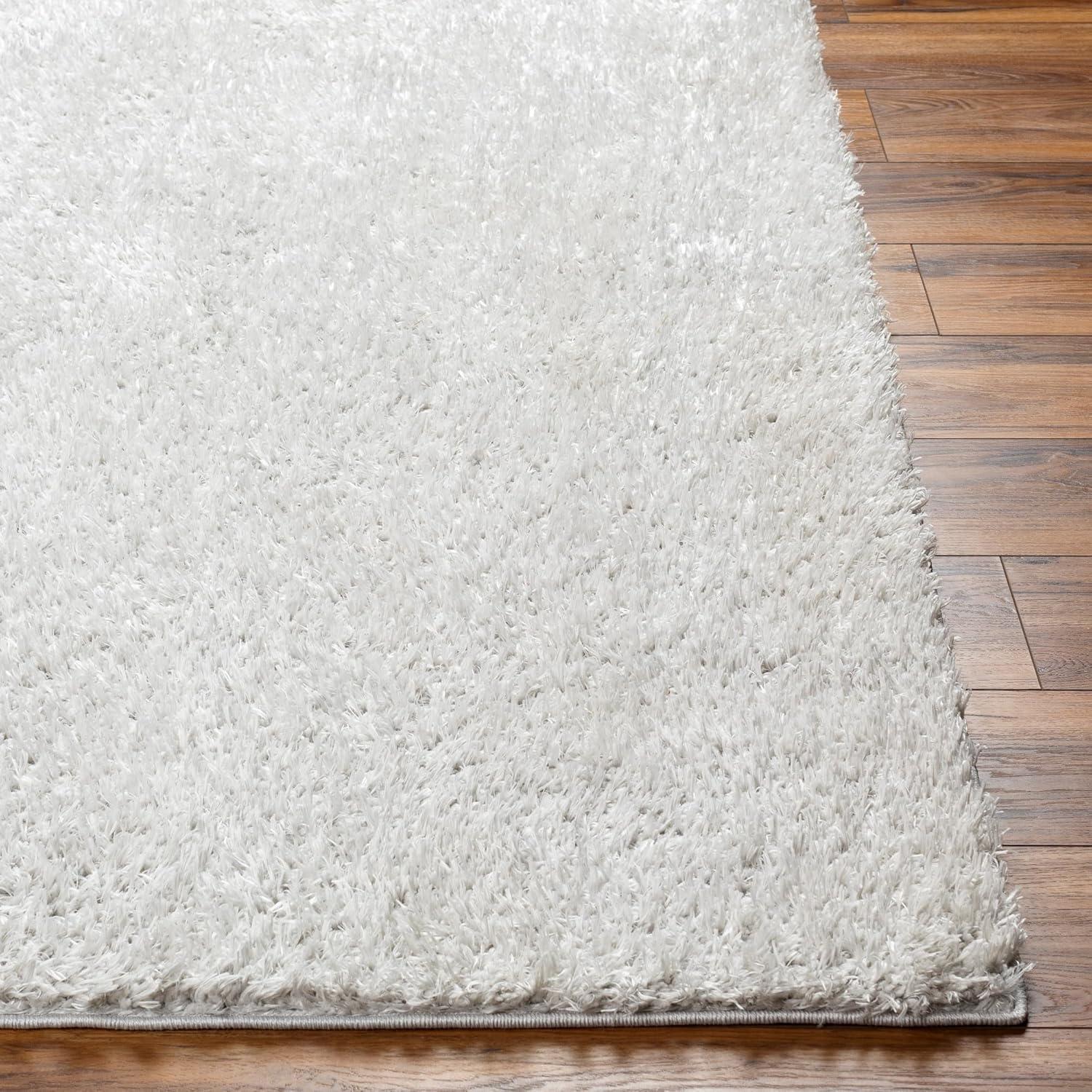 Light Gray Rectangular Shag Area Rug, 7'10" x 10'