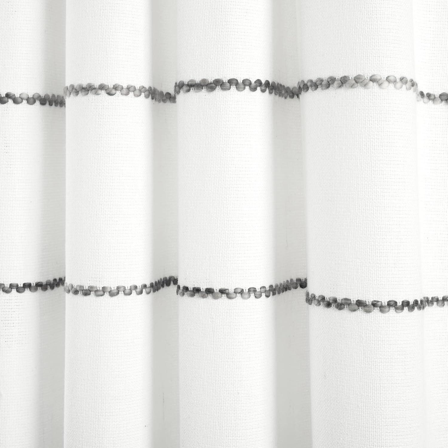 Home Boutique Farmhouse Boho Stripe Woven Tassel Yarn Dyed Cotton Window Curtain Panels Gray Ombre 42X84 Set