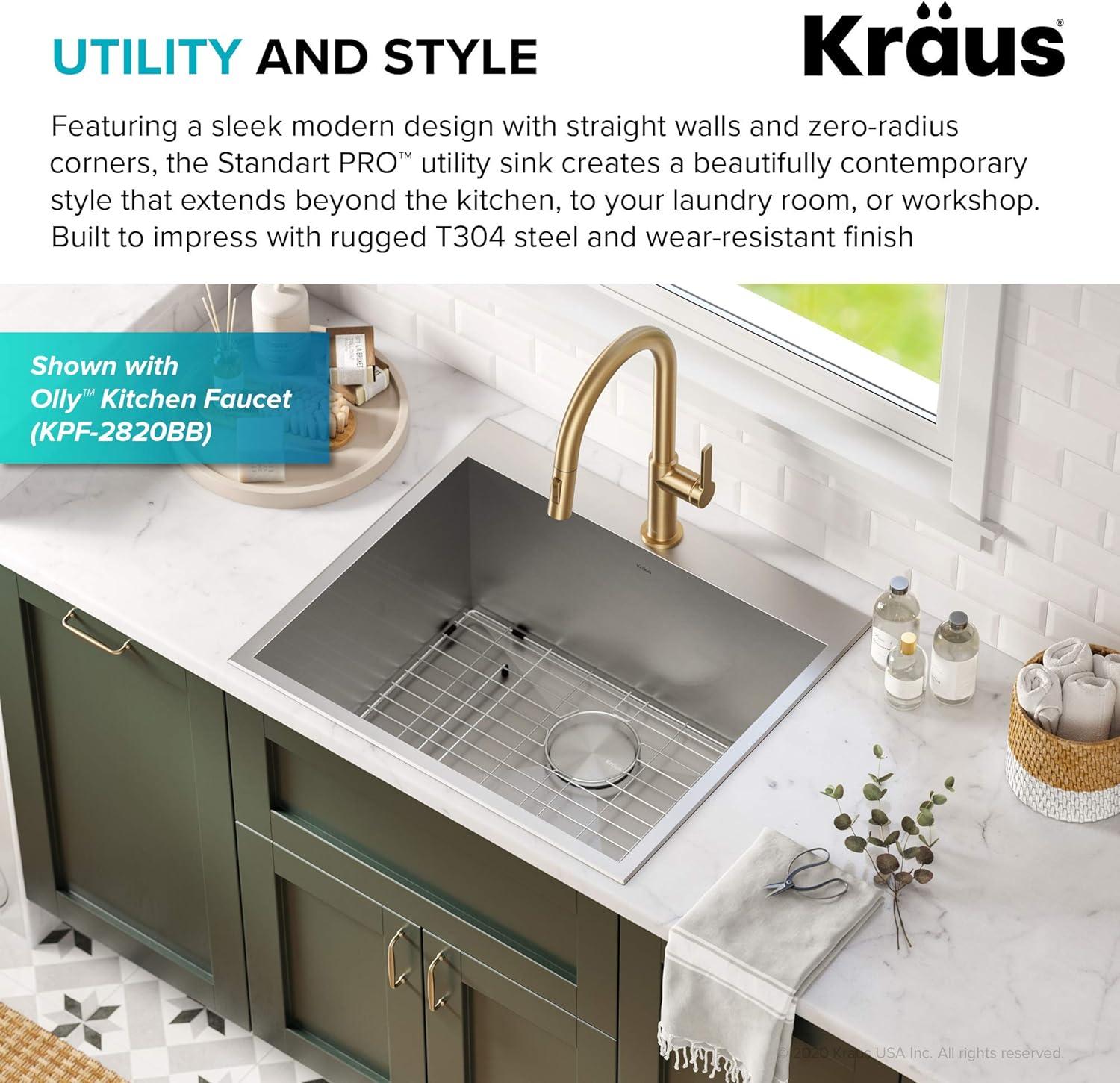 KRAUS Standart PRO Drop In 16 Gauge Bar Stainless Steel Kitchen Sink