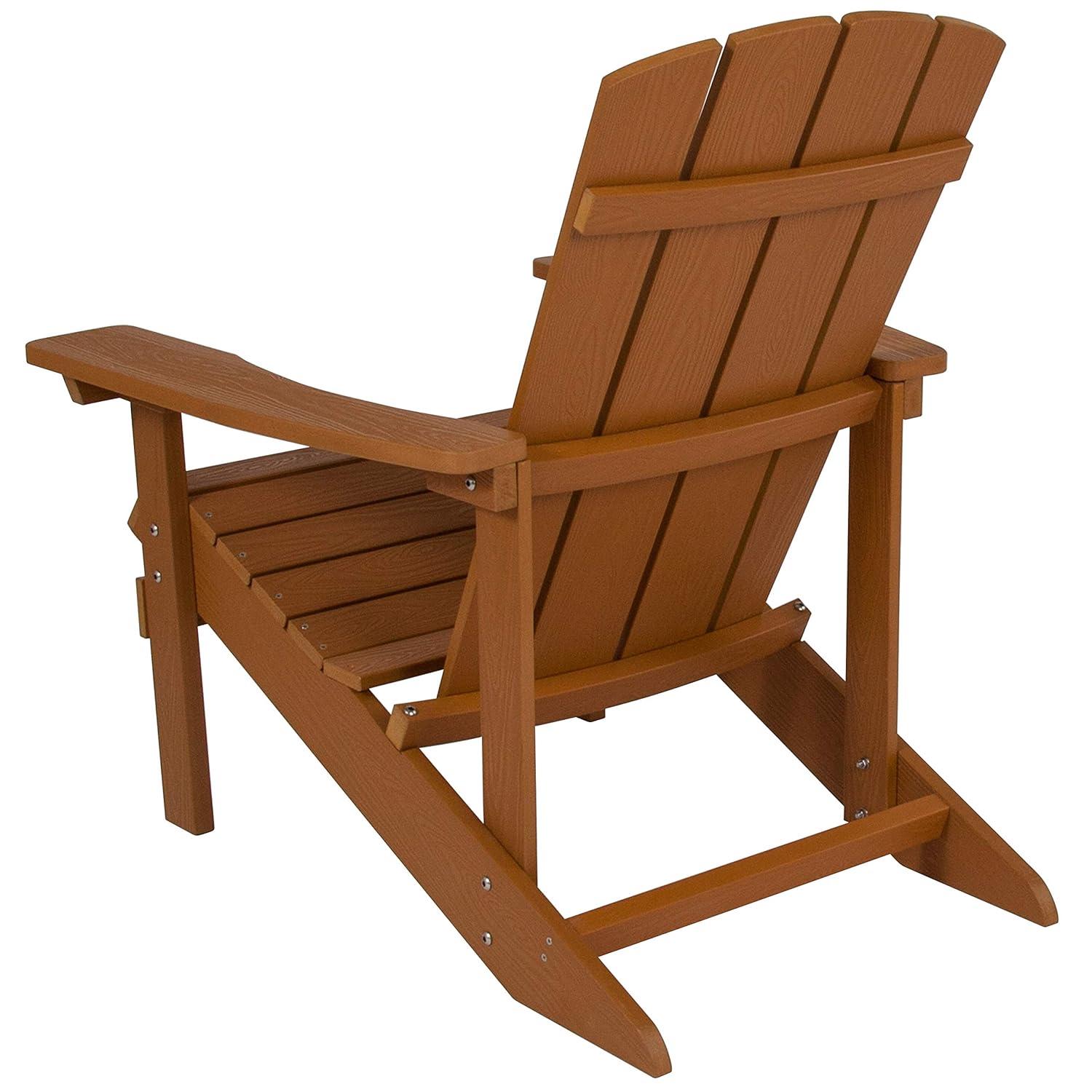 Flash Furniture Charlestown All-Weather Poly Resin Wood Adirondack Chair in Teak
